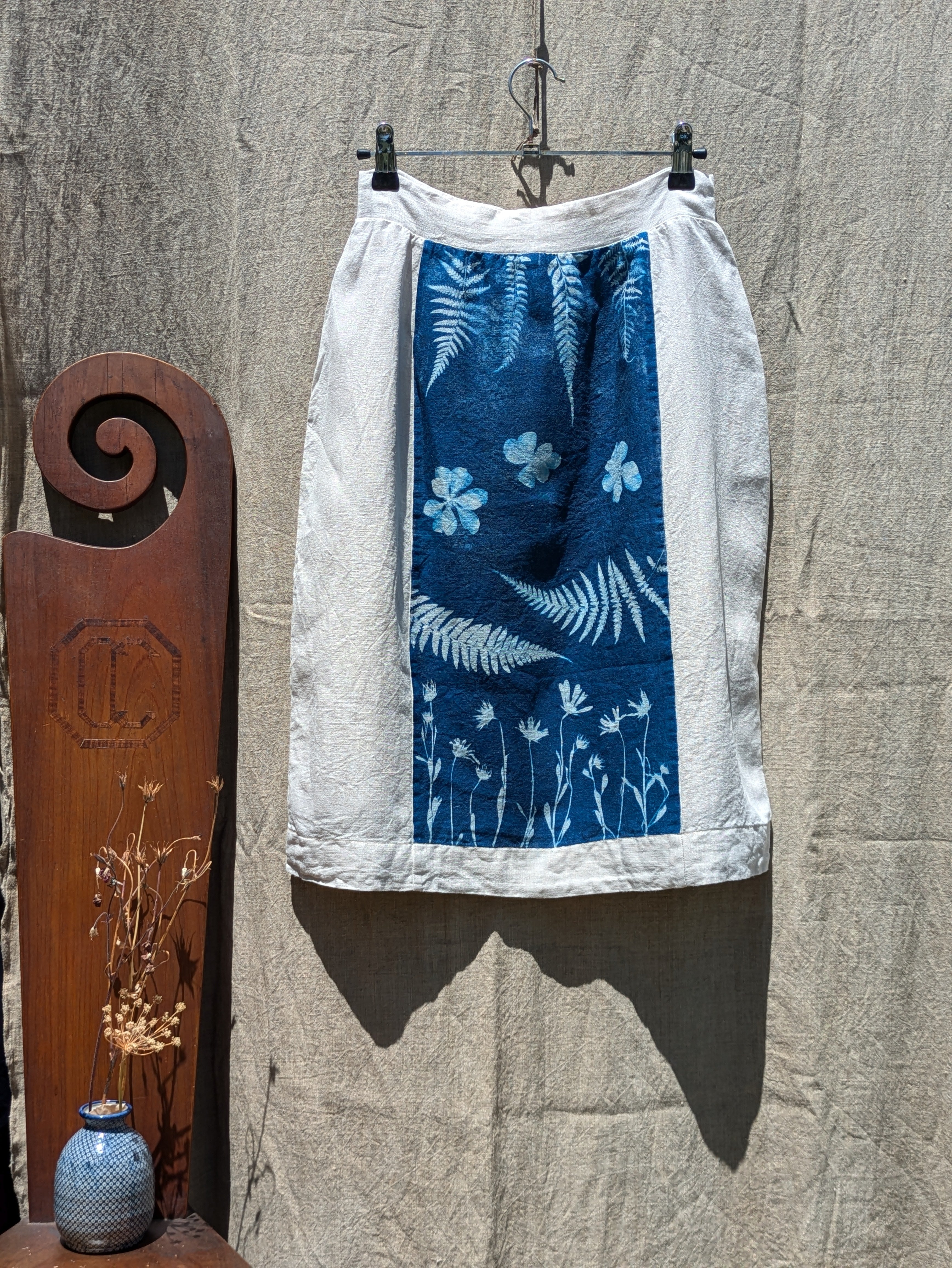 Cyanotype Sun Printed Linen Skirt