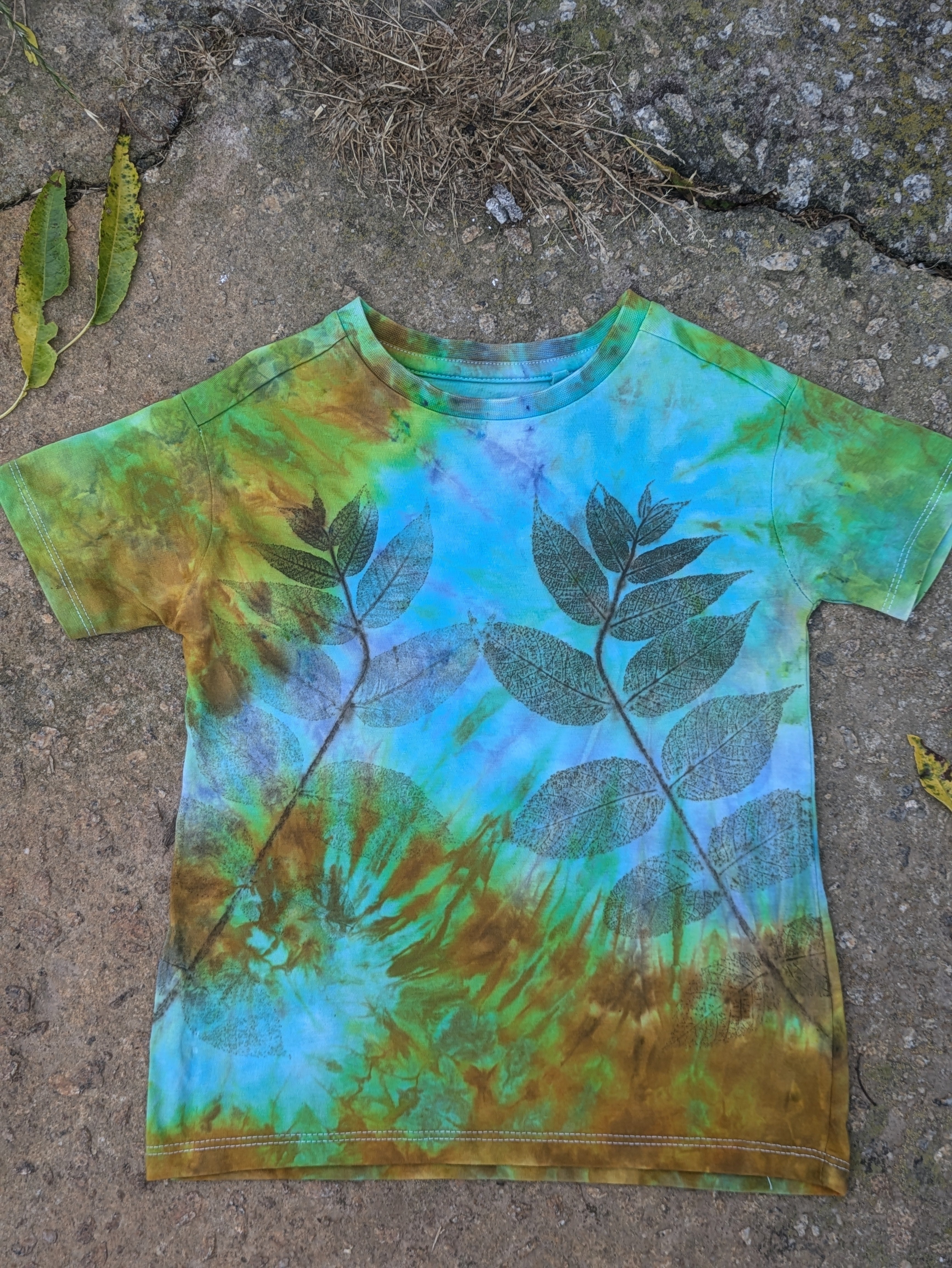 Kids Tie-Dyed & Leaf Printed T-shirt #6 ( Age 4)