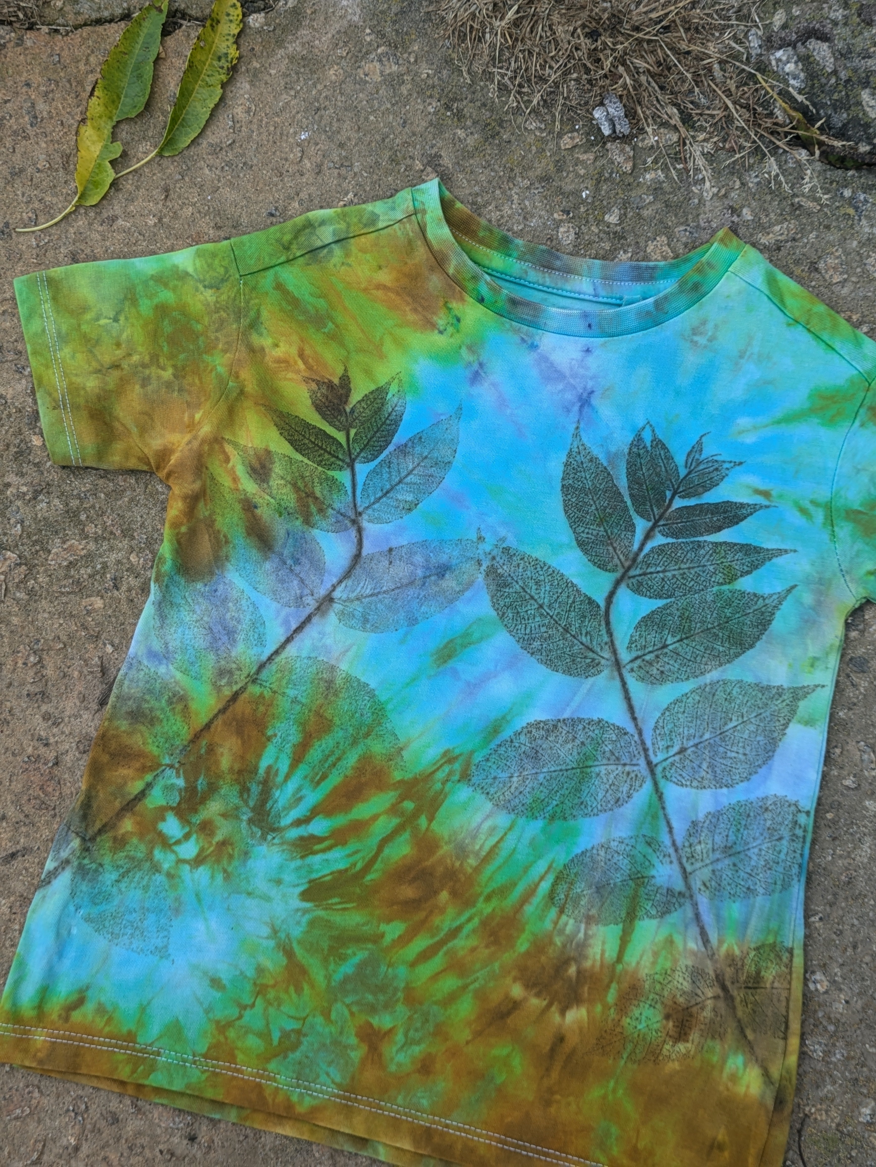 Kids Tie-Dyed & Leaf Printed T-shirt #6 ( Age 4)