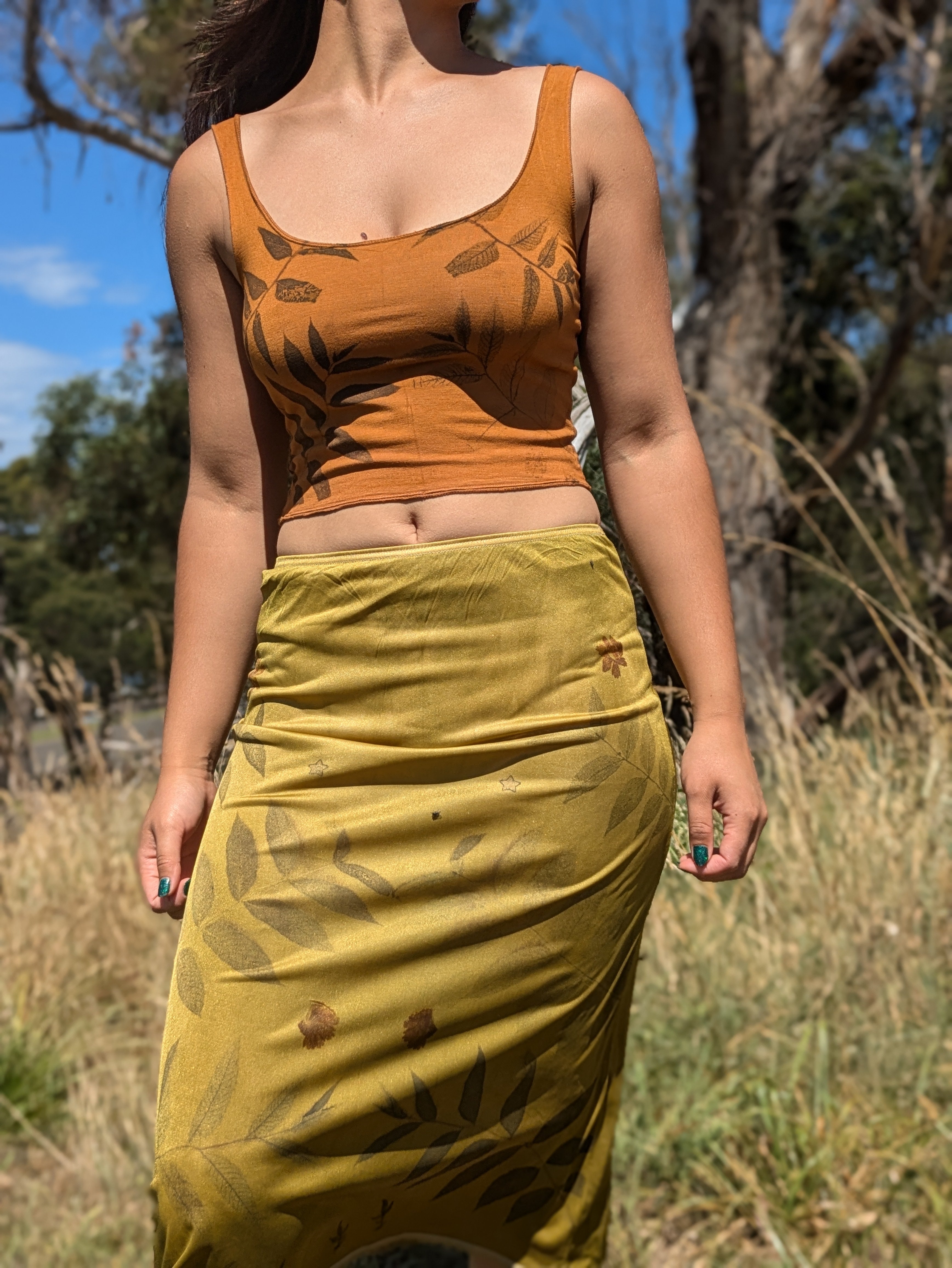 Bamboo Crop Top Ochre Walnut