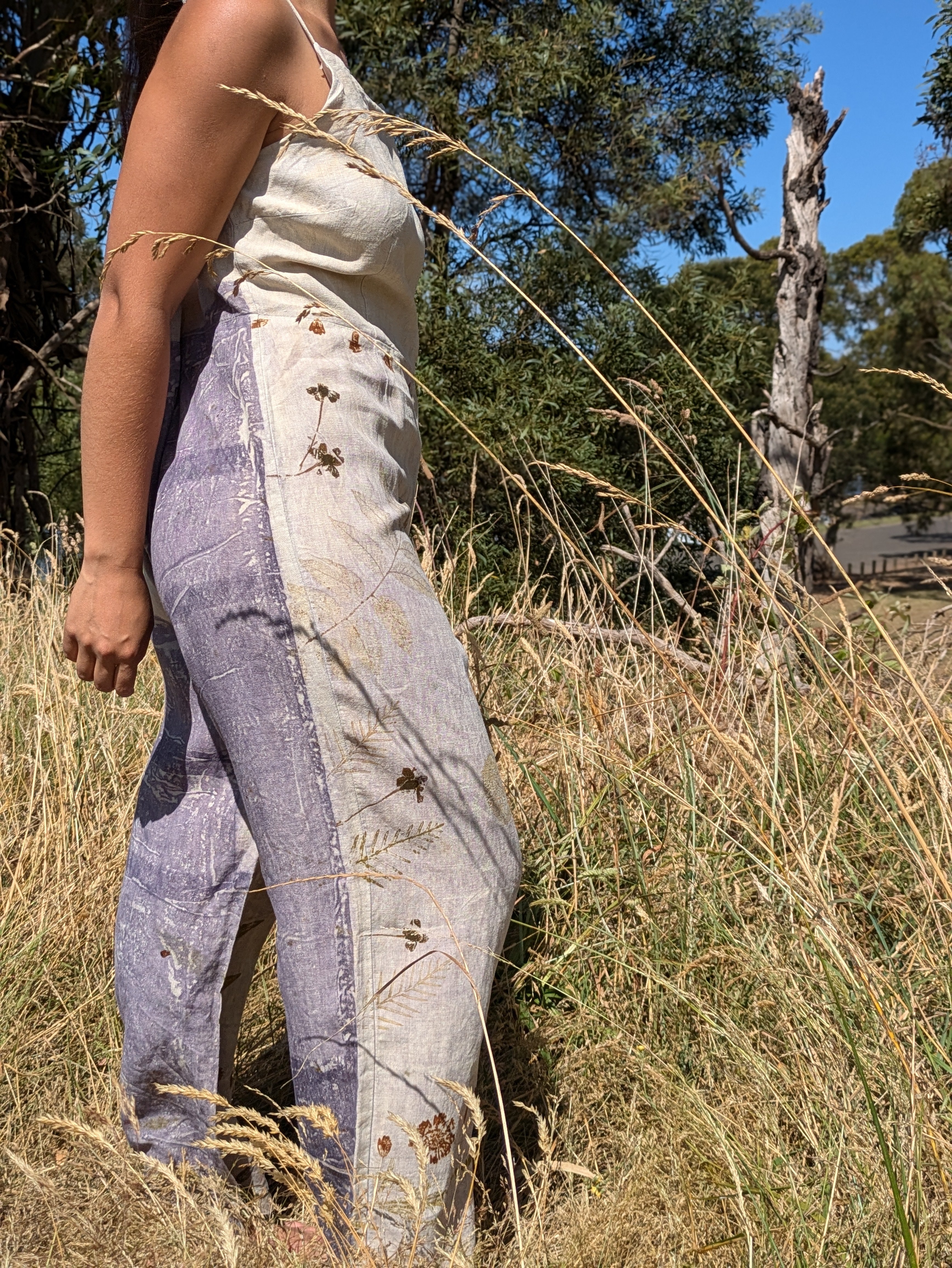 Natural Linen Botanical Jumpsuit XL