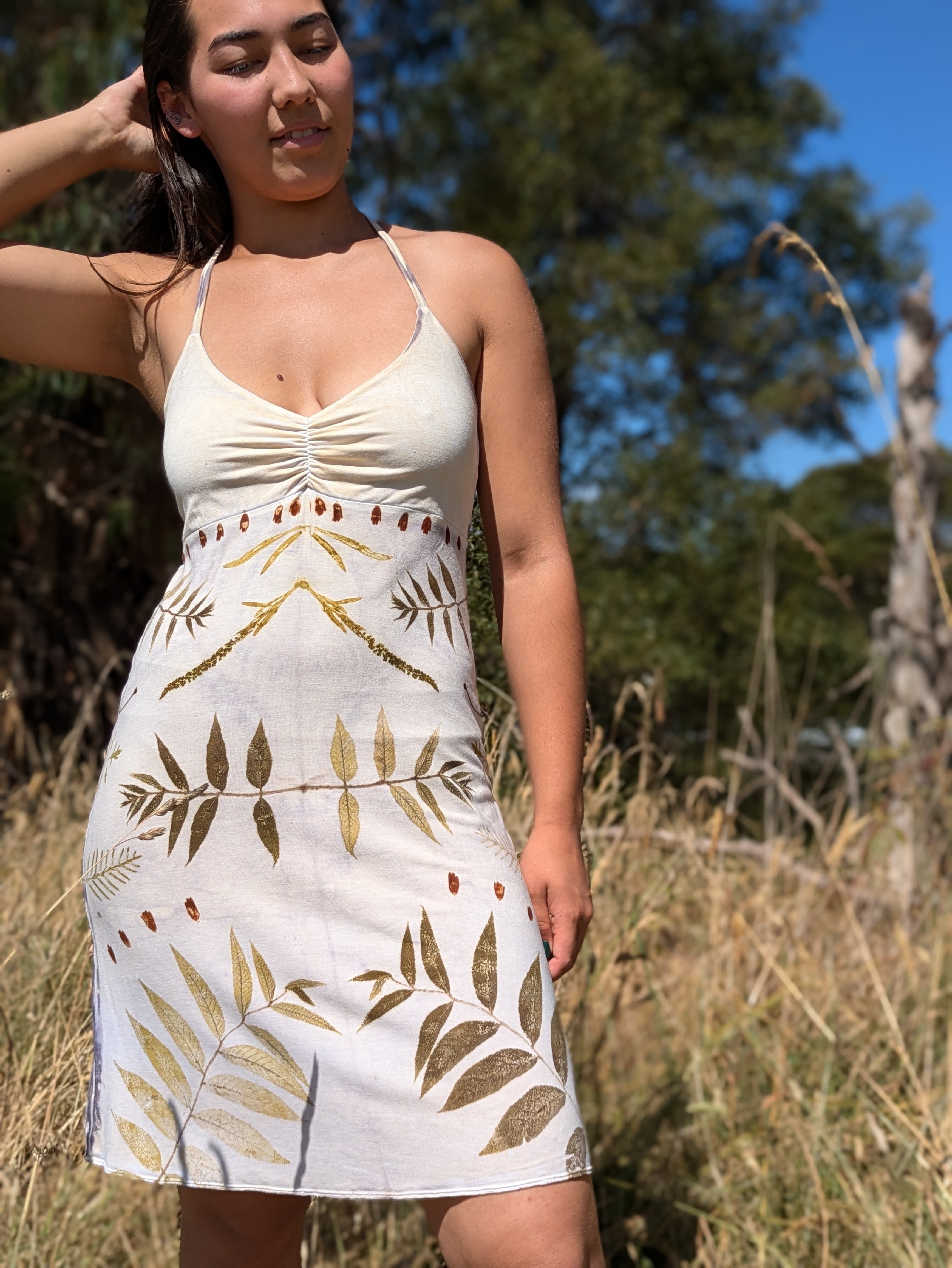 Botanical Bamboo Halter Dress