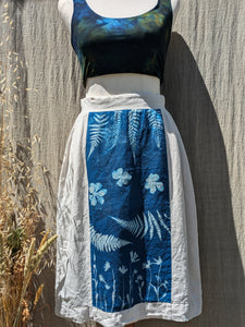 Cyanotype Sun Printed Linen Skirt