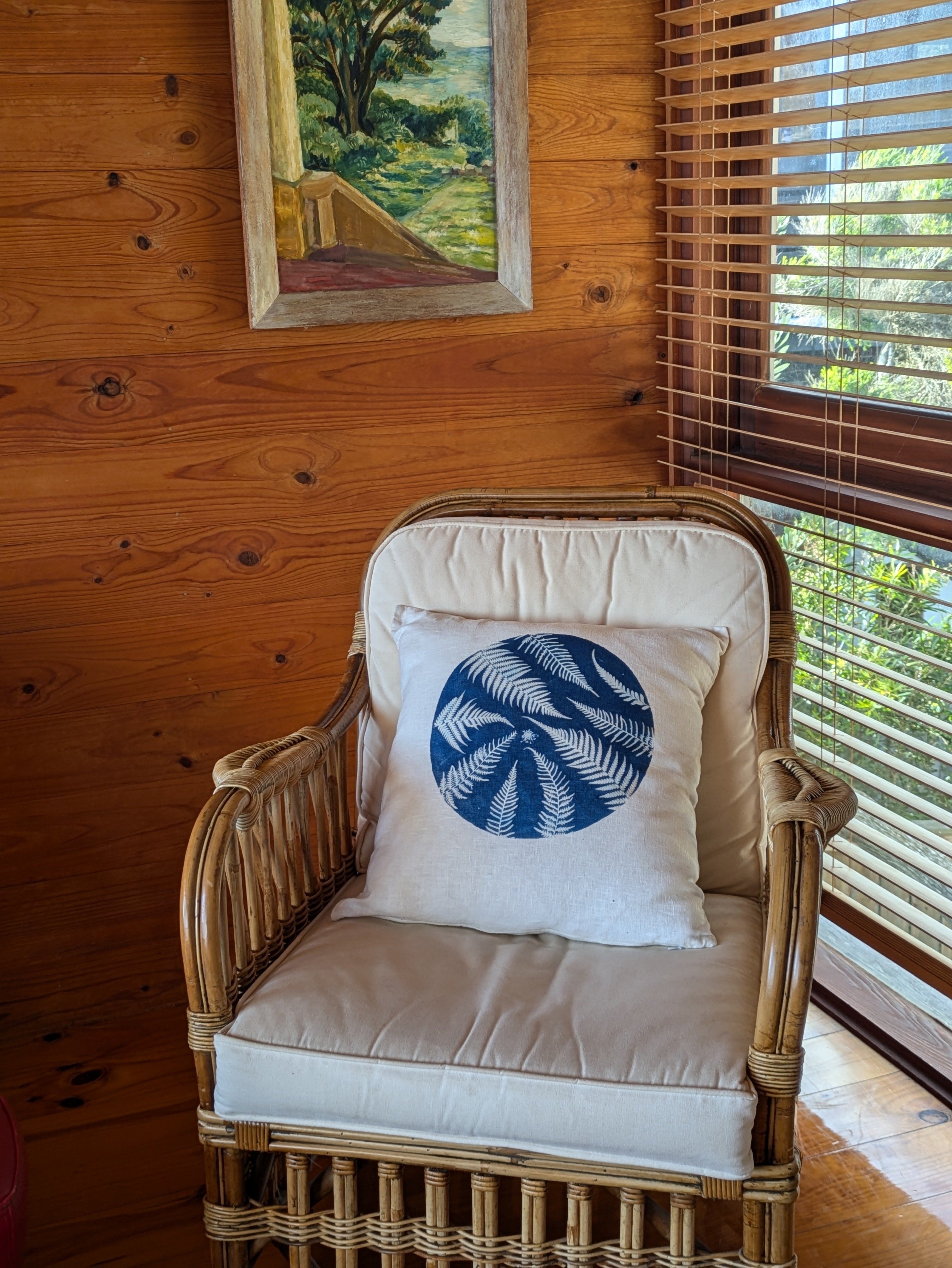 Cyanotype Sun Printed Linen Cushion Cover #2