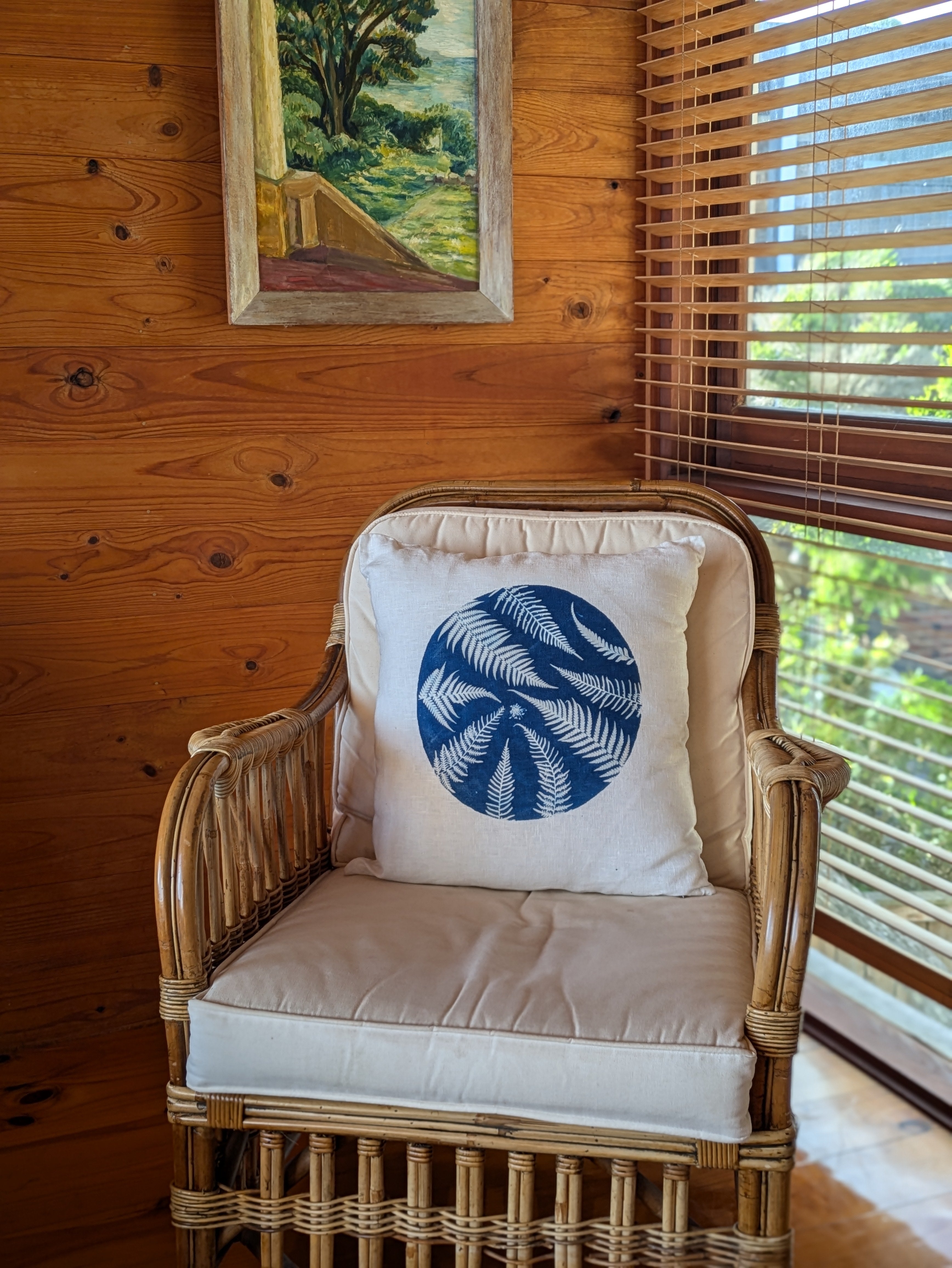 Cyanotype Sun Printed Linen Cushion Cover #2