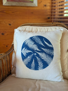 Cyanotype Sun Printed Linen Cushion Cover #2