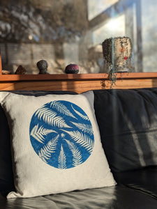 Cyanotype Sun Printed Linen Cushion Cover #2