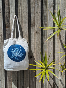 Cyanotype Sun Printed Linen Tote Bag