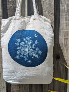 Cyanotype Sun Printed Linen Tote Bag