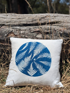 Cyanotype Sun Printed Linen Cushion Cover #2