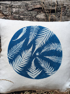 Cyanotype Sun Printed Linen Cushion Cover #2