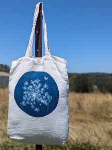 Cyanotype Sun Printed Linen Tote Bag