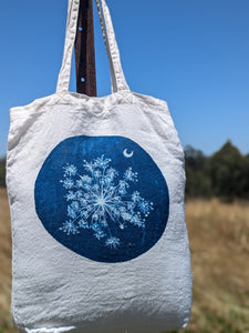 Cyanotype Sun Printed Linen Tote Bag