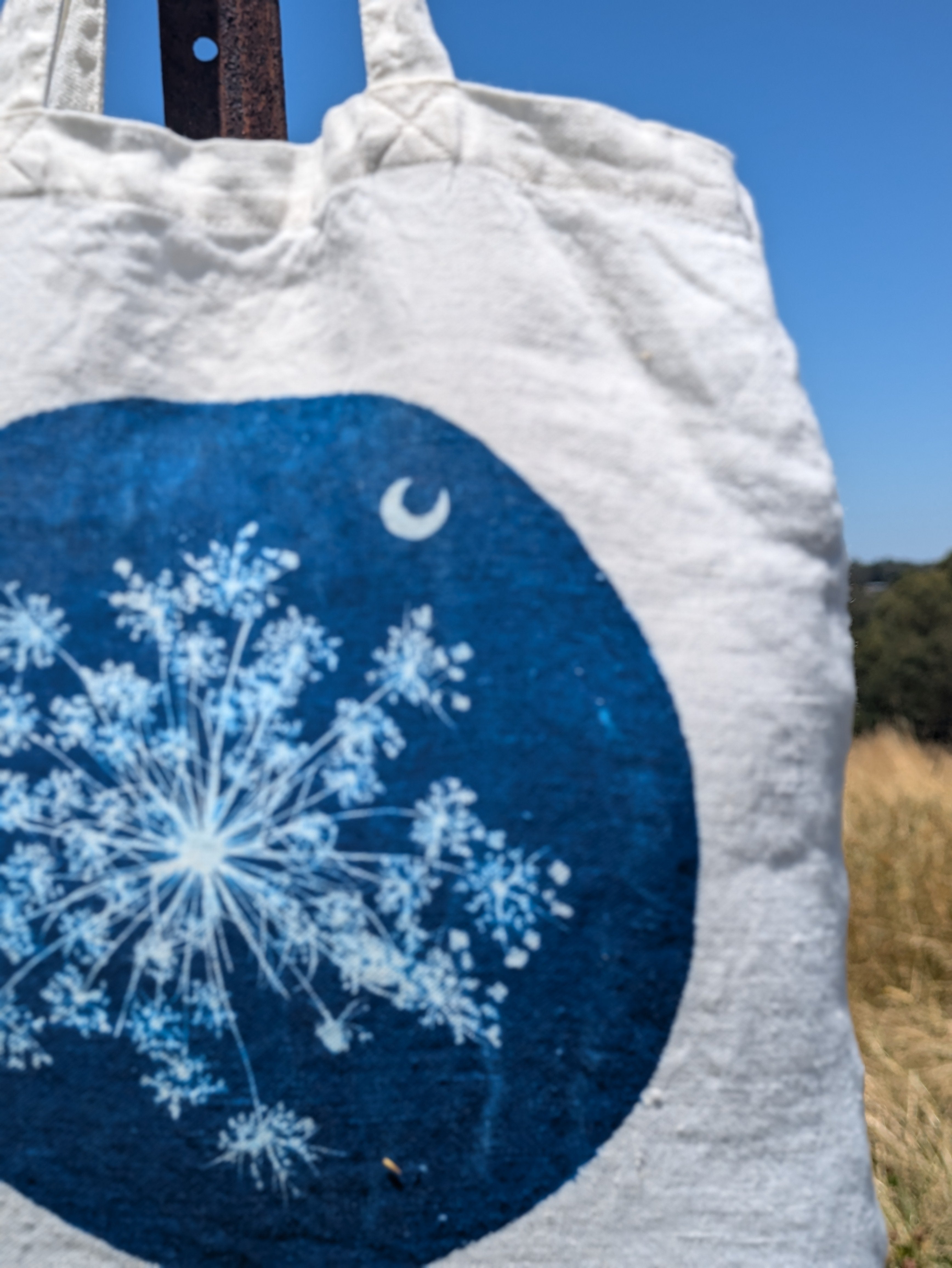 Cyanotype Sun Printed Linen Tote Bag