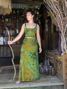 Botanical Bamboo Long Skirt Emerald Forest