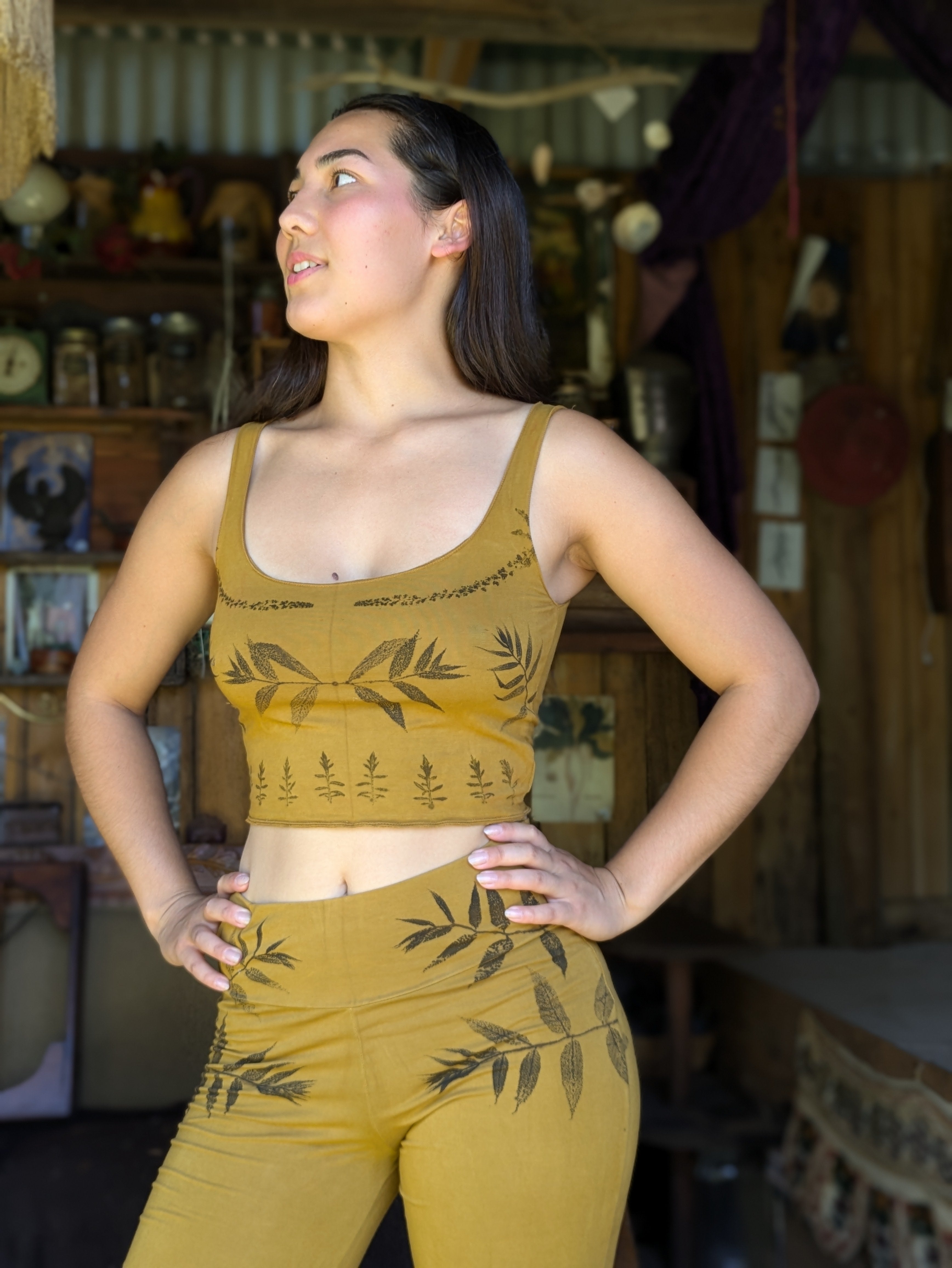 Bamboo Crop Top Ochre Walnut