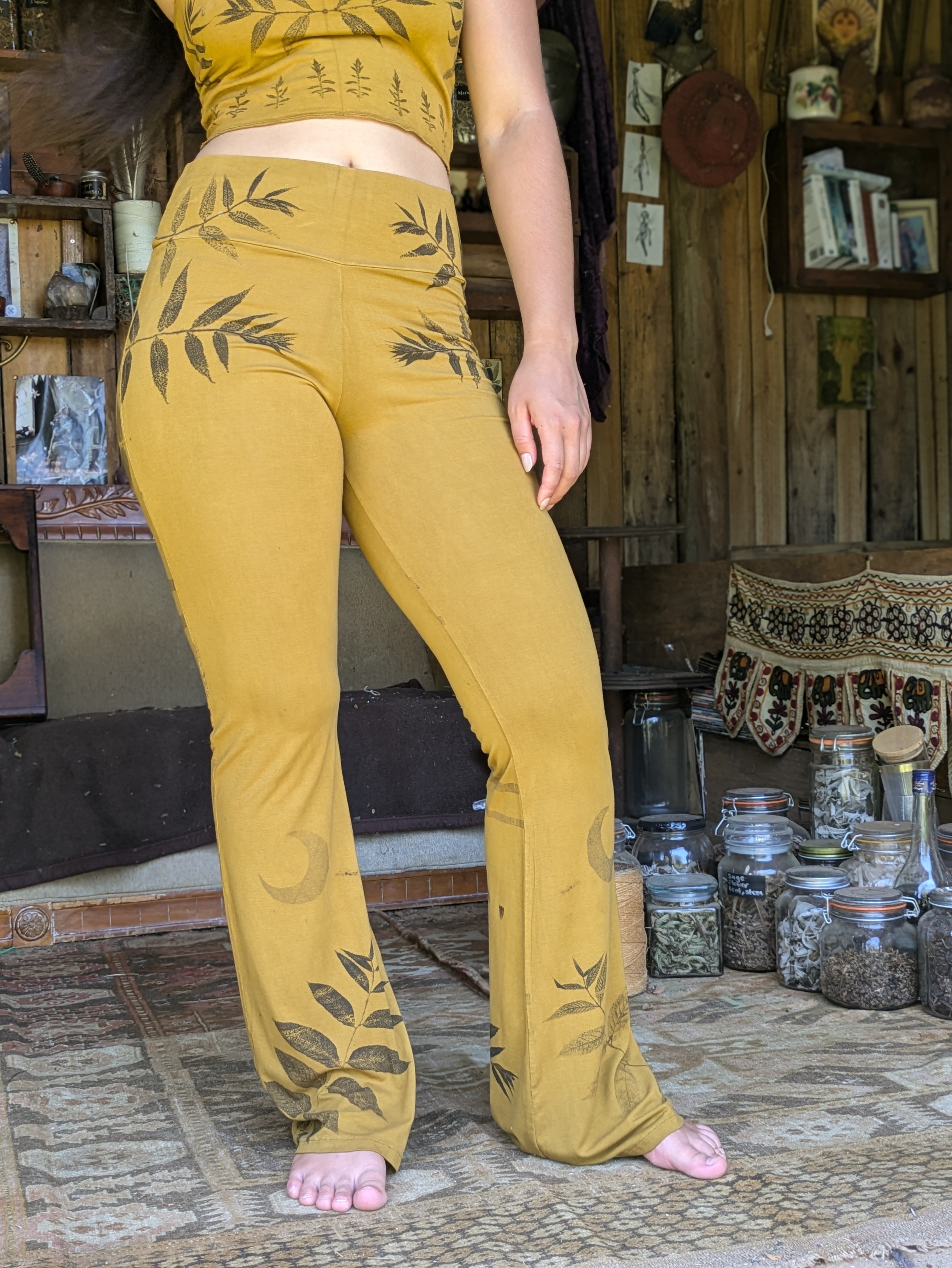 Bamboo Flared Yoga Pant in Golden Ochre