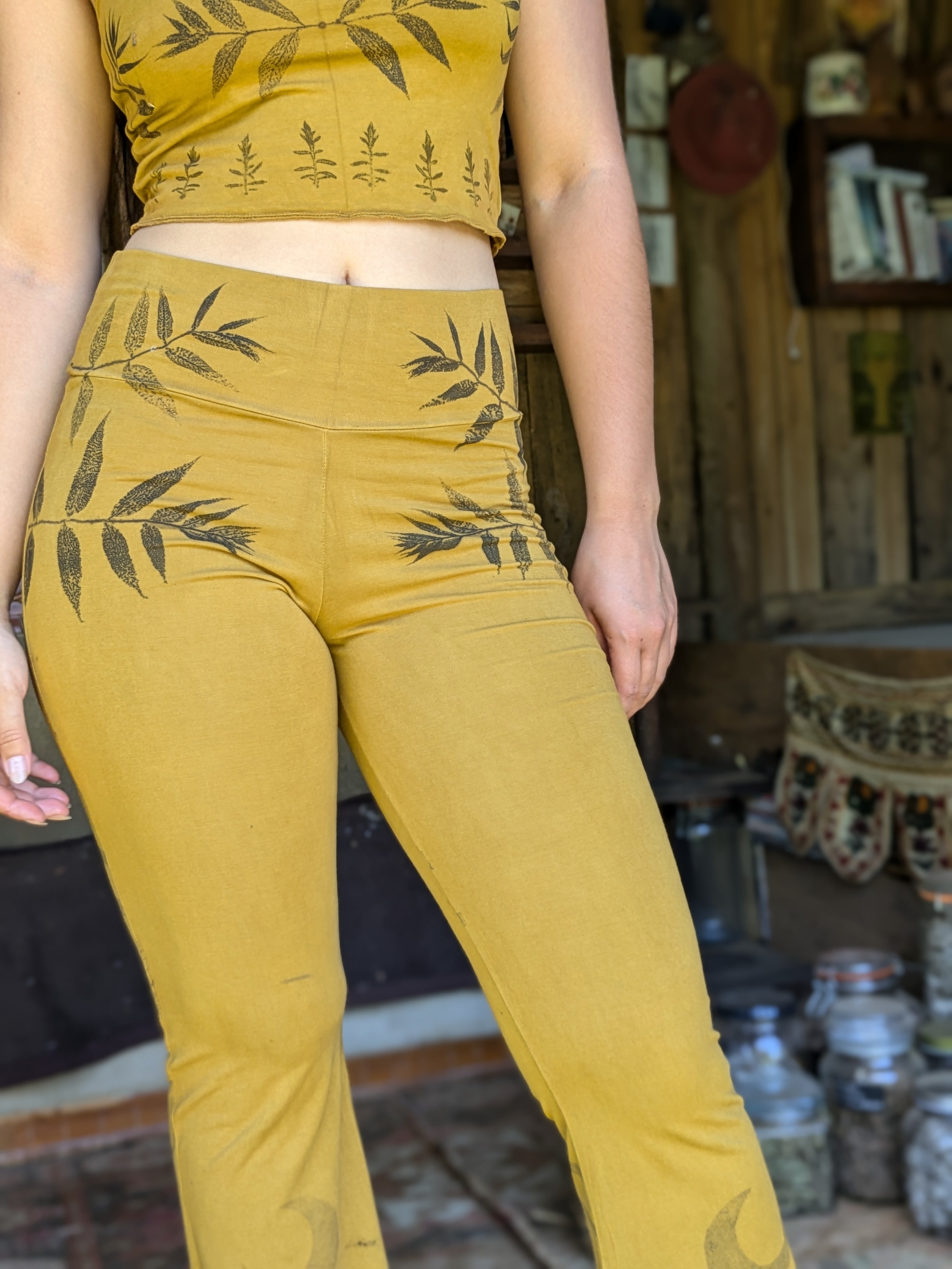 Bamboo Flared Yoga Pant in Golden Ochre