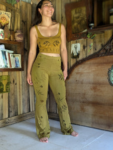 Bamboo Flared Yoga Pant in Golden Olive