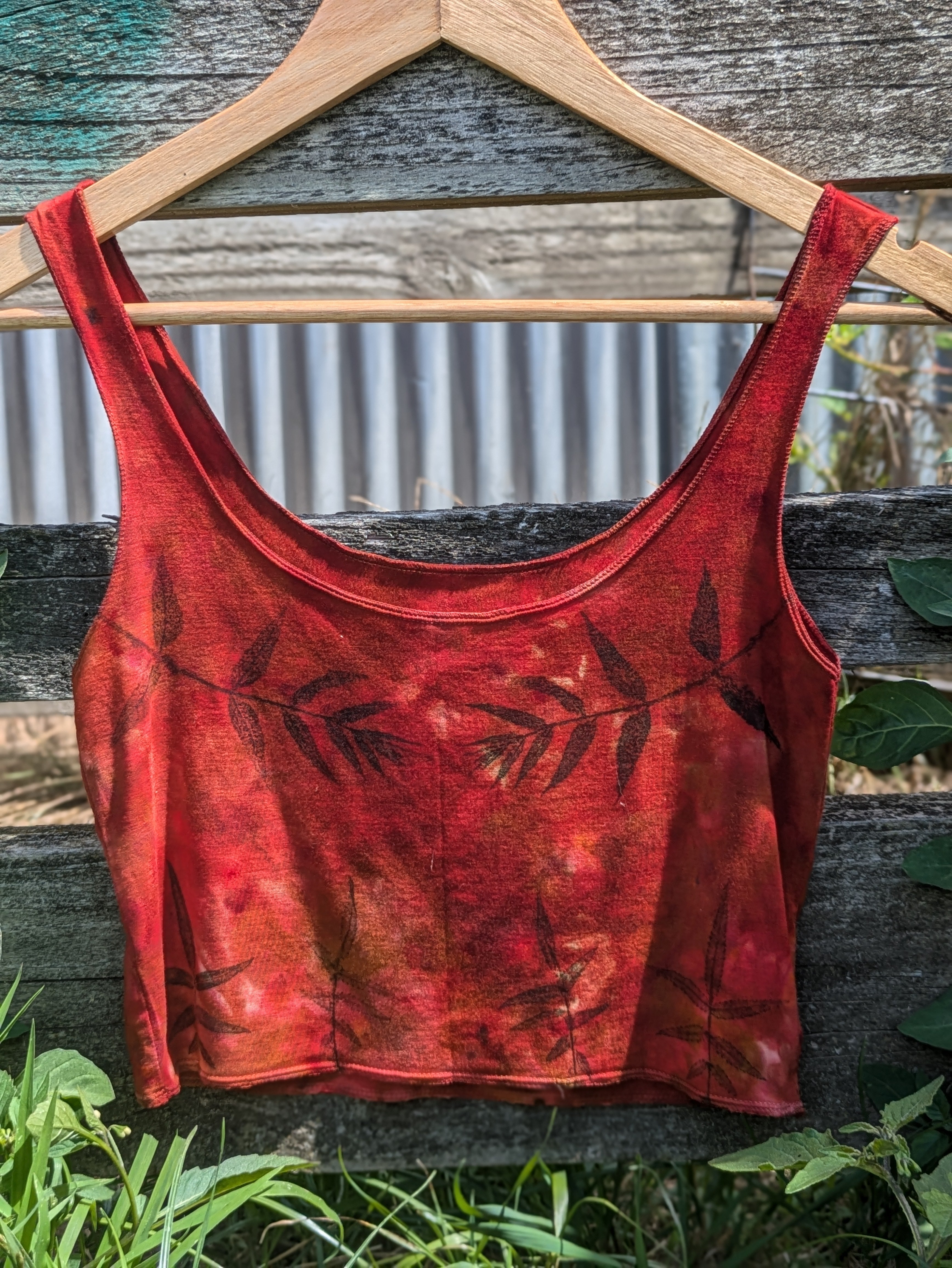 Bamboo Crop Top Ice Dyed Fire Leaf