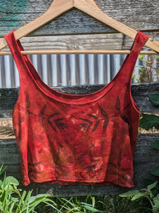 Bamboo Crop Top Ice Dyed Fire Leaf