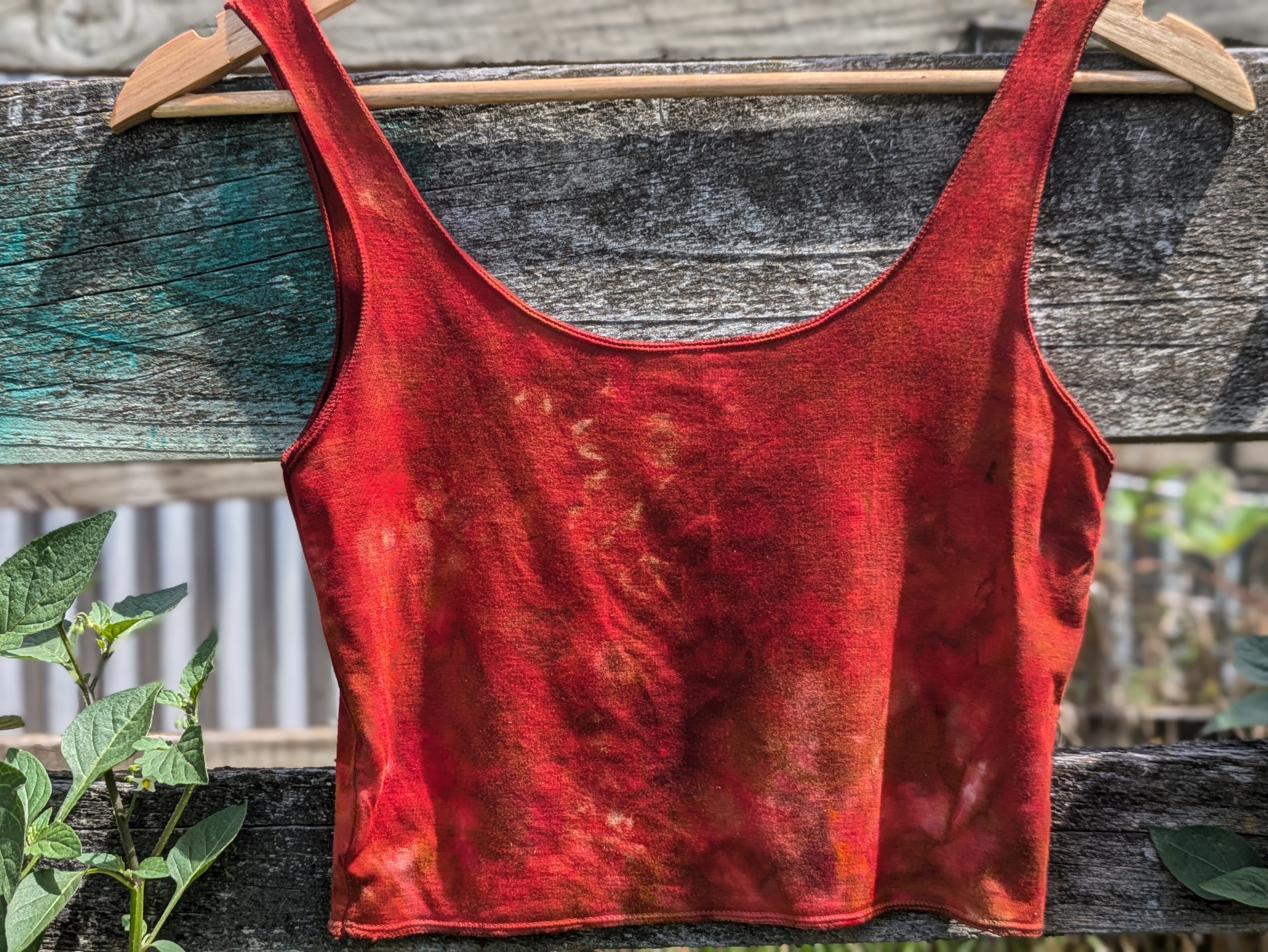 Bamboo Crop Top Ice Dyed Fire Leaf