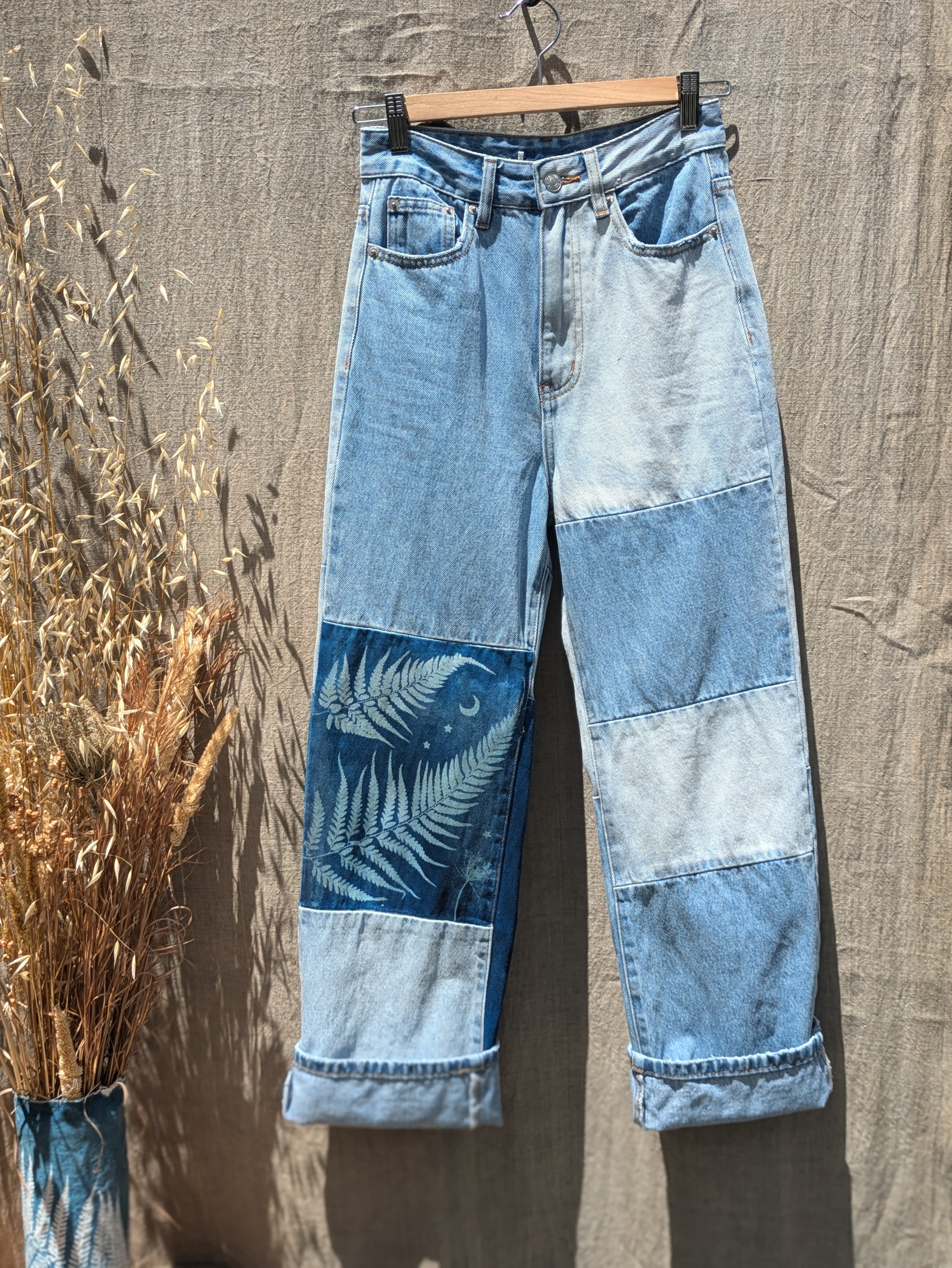 Cyanotype Denim Jeans Fern Multi Patch Fern