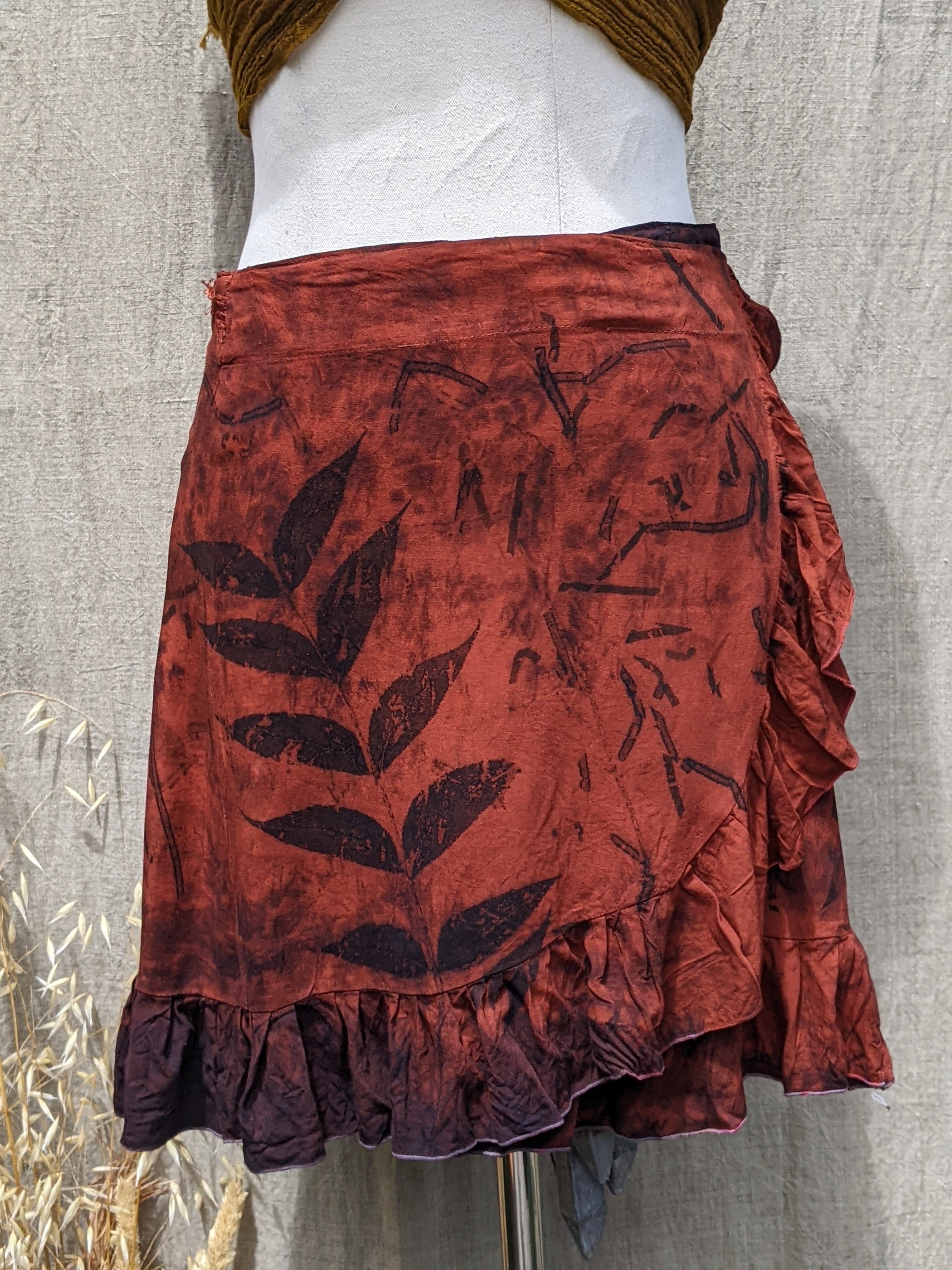 Deep Ember Red Wrap Skirt