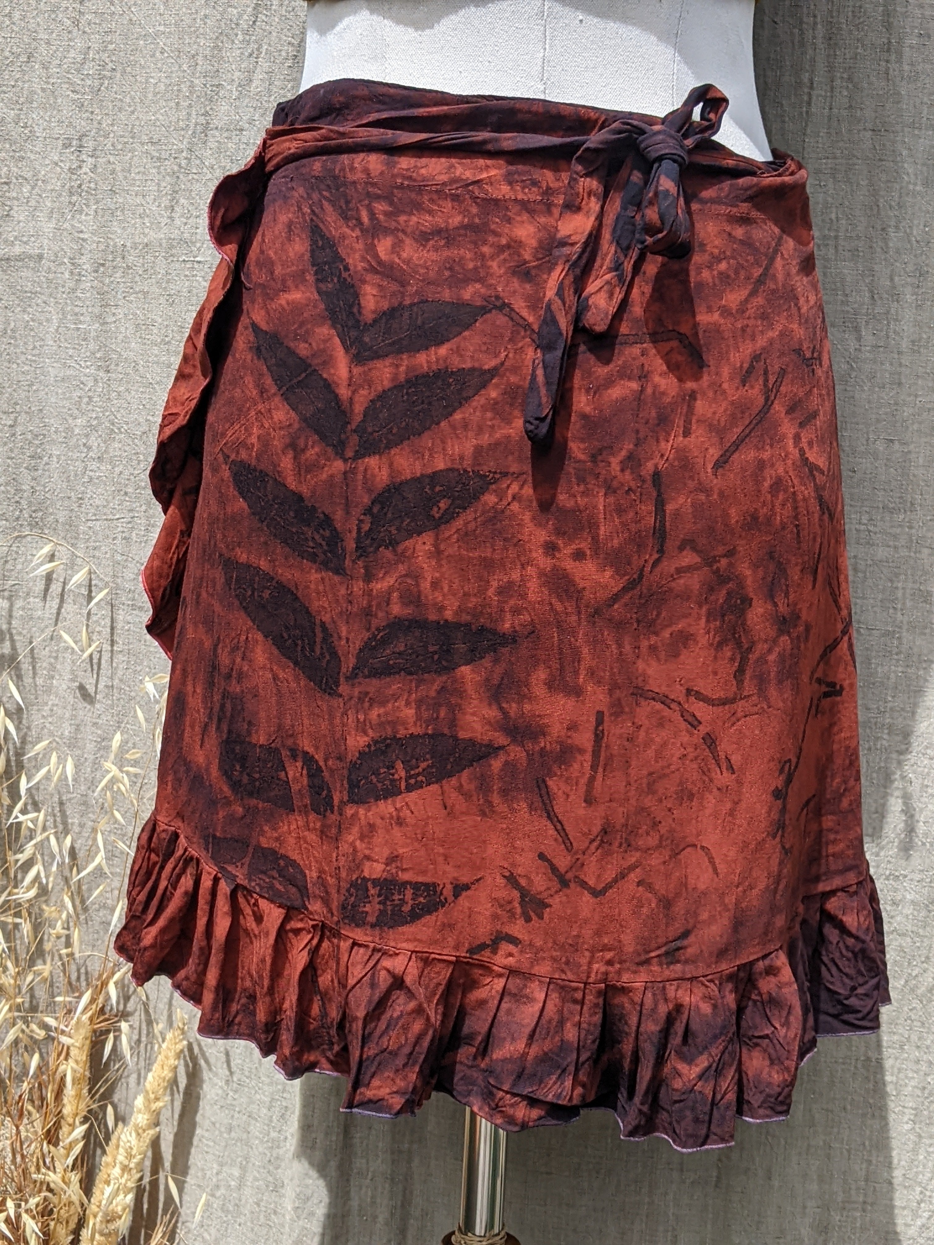 Deep Ember Red Wrap Skirt