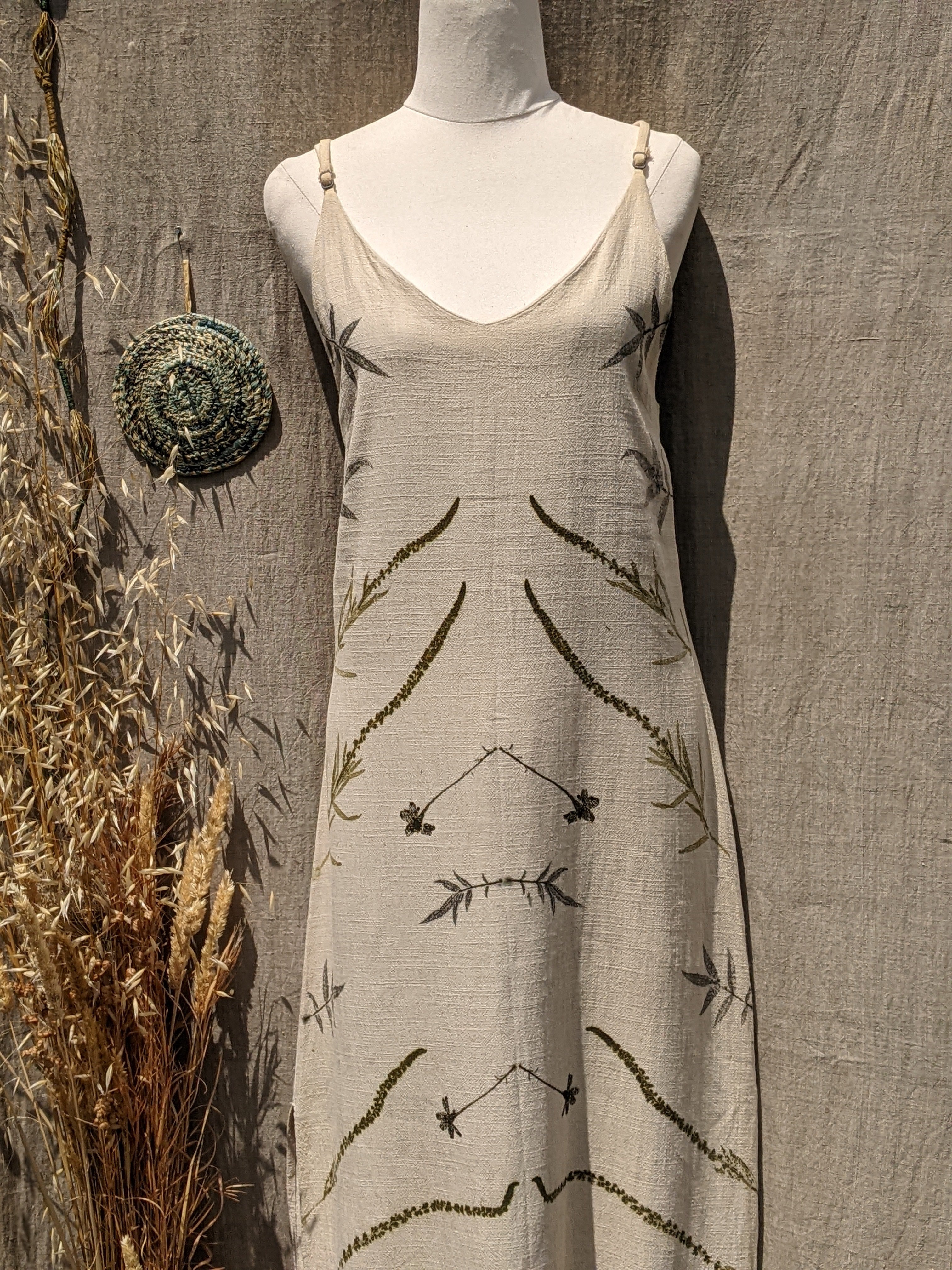 Natural Linen Dress Weld Flower