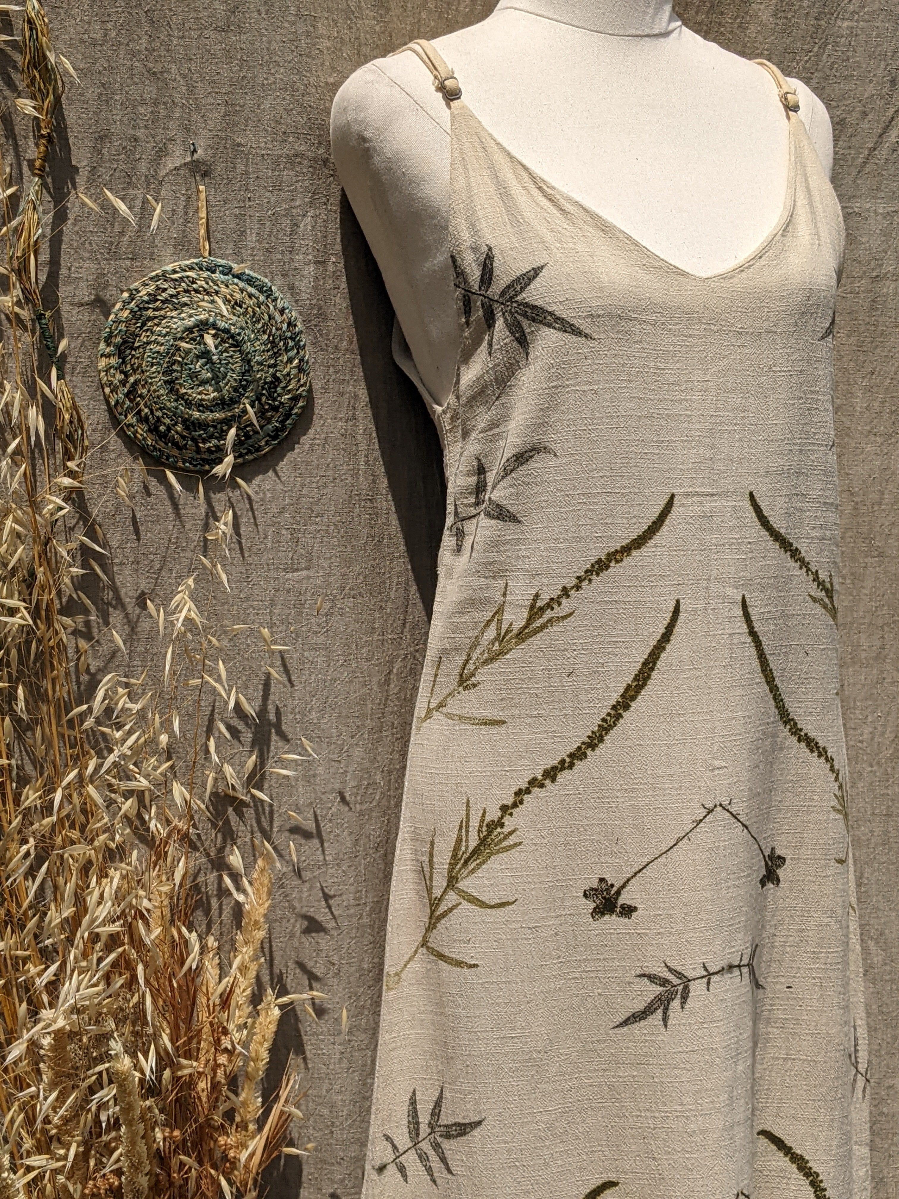 Natural Linen Dress Weld Flower