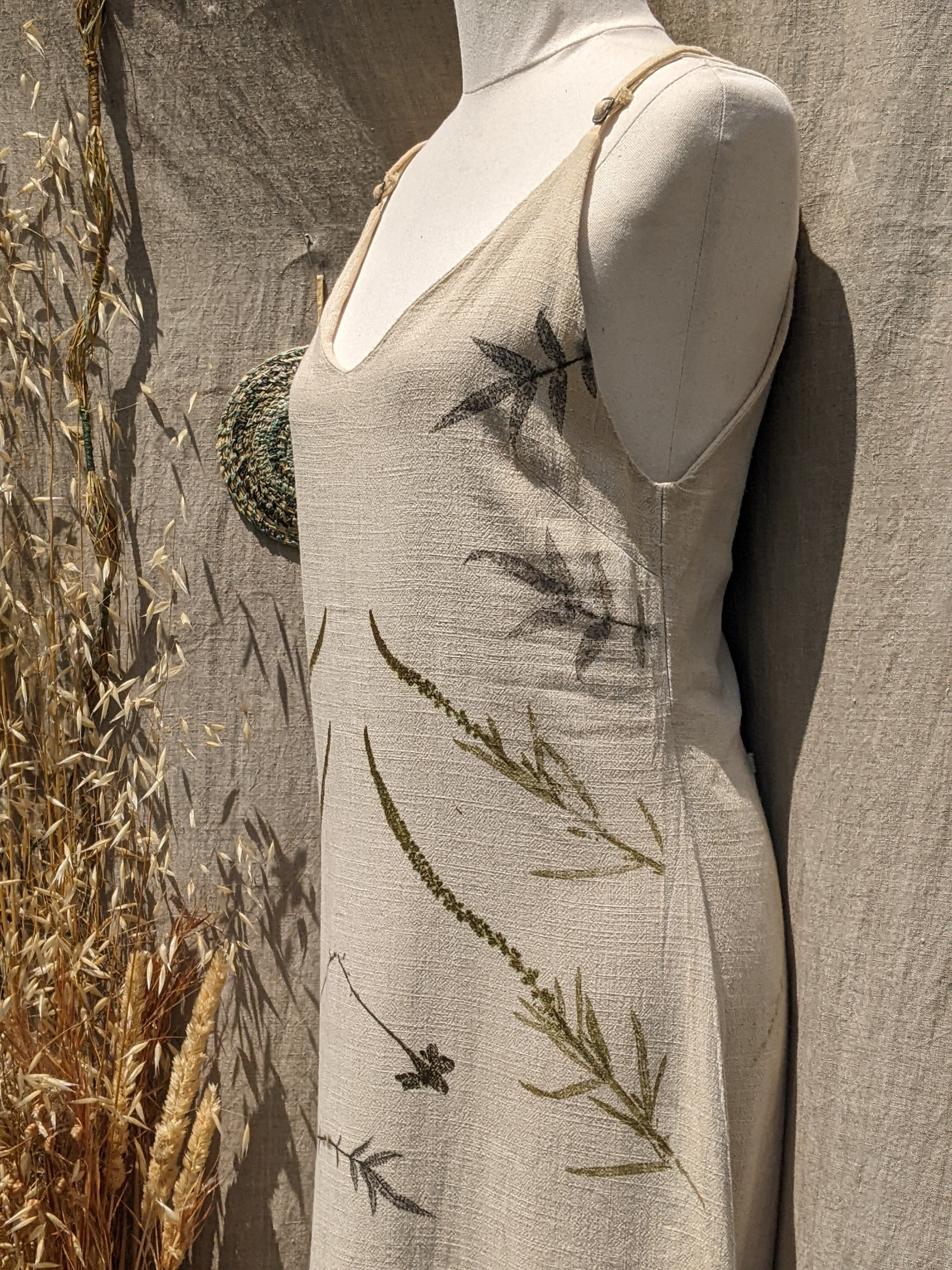 Natural Linen Dress Weld Flower