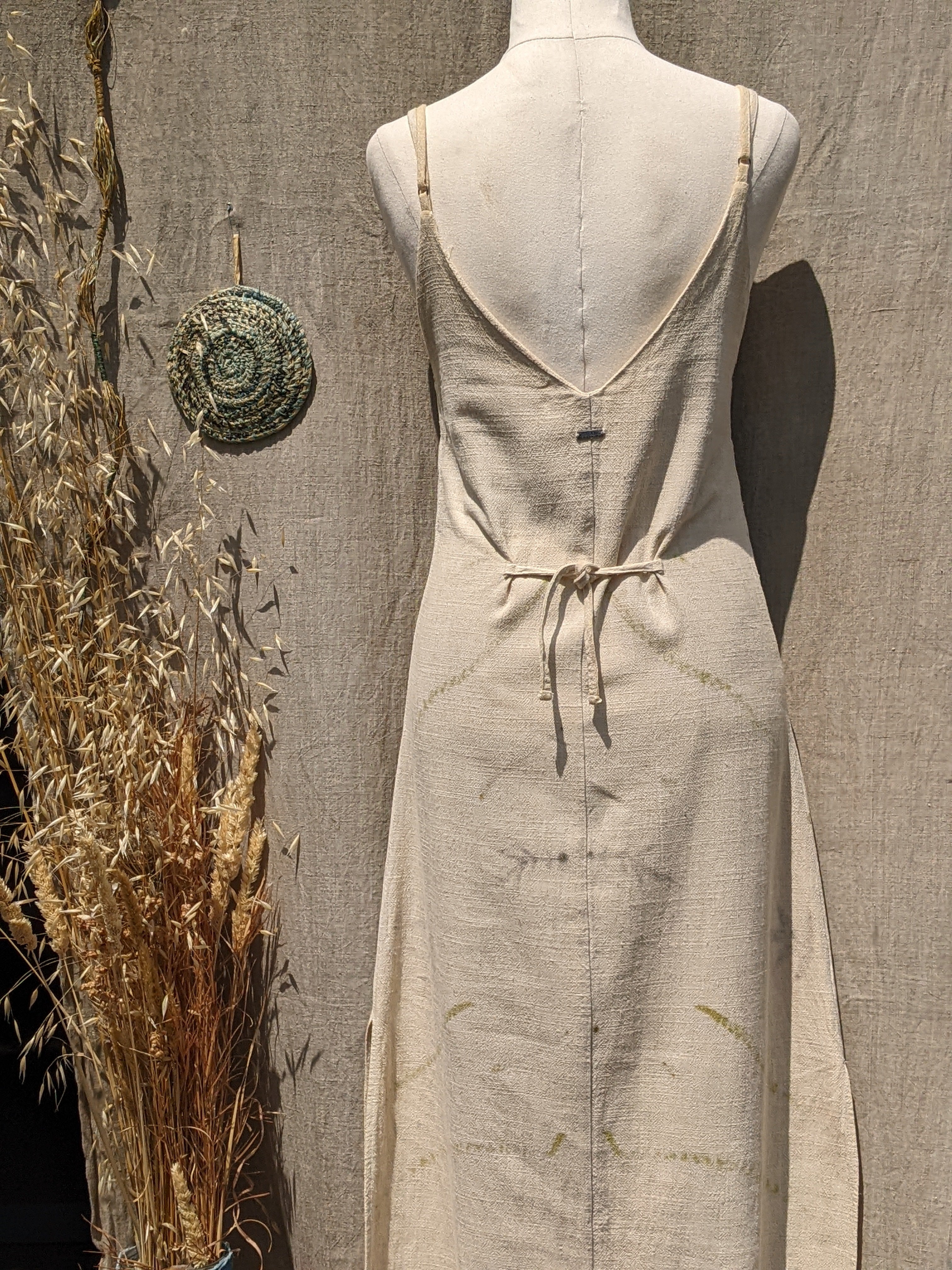 Natural Linen Dress Weld Flower