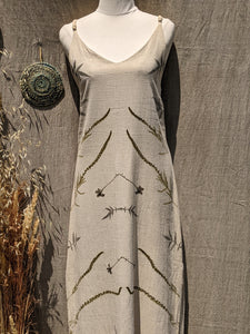 Natural Linen Dress Weld Flower