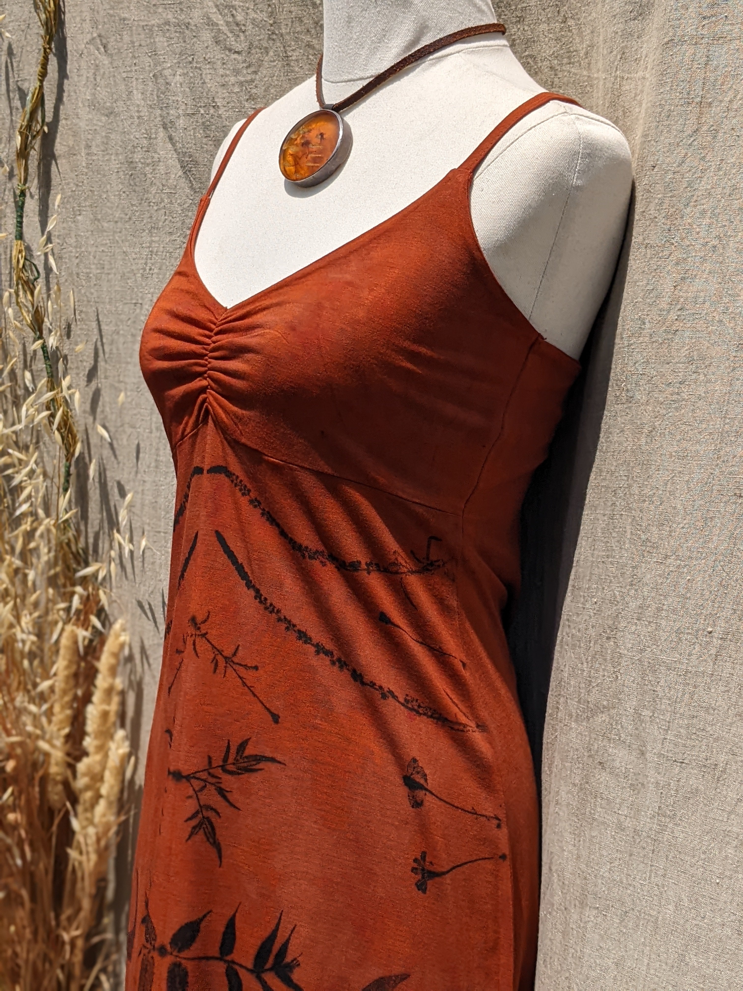 Botanical Bamboo Halter Dress Terracotta Rose