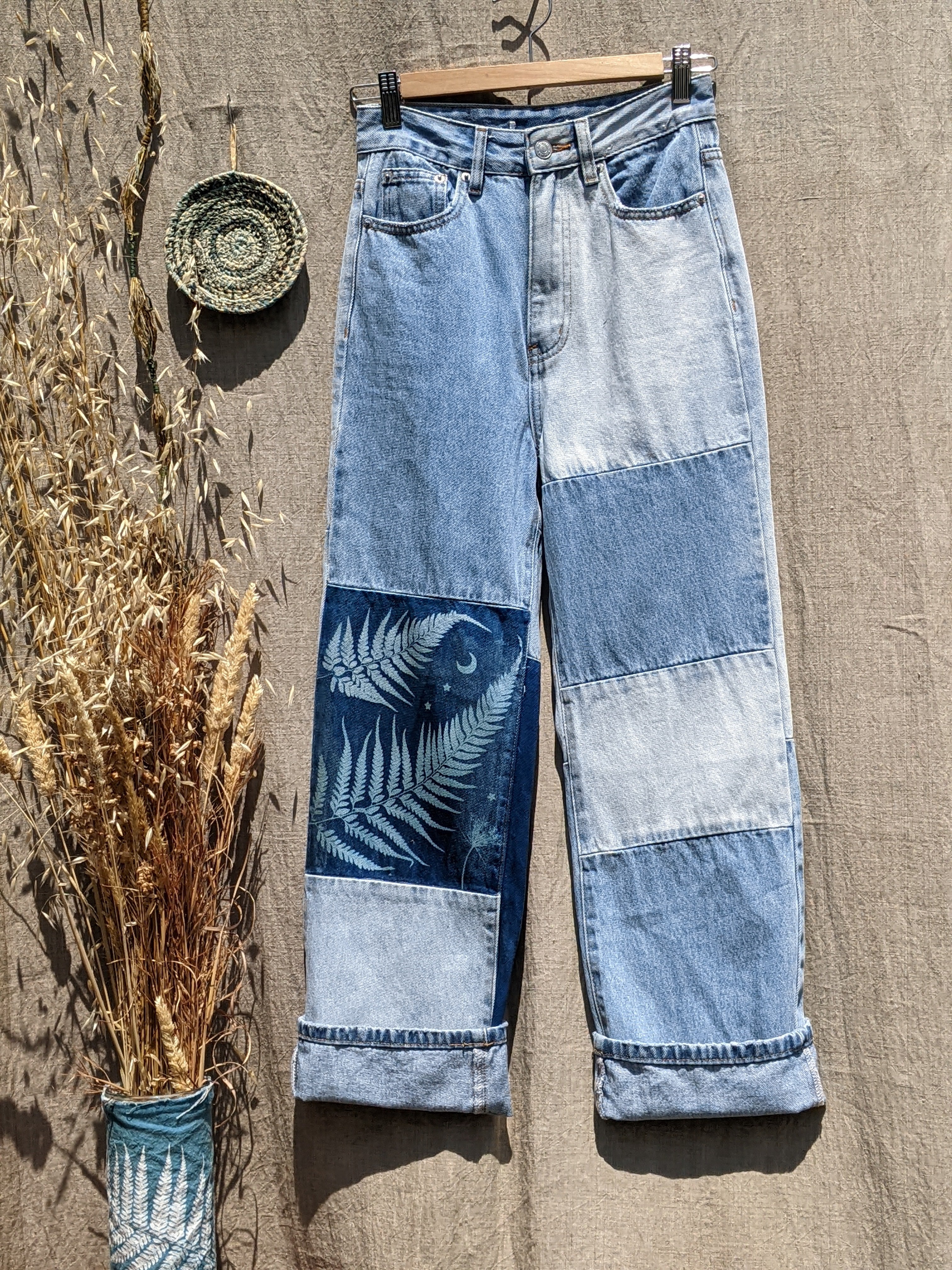 Cyanotype Denim Jeans Fern Multi Patch Fern