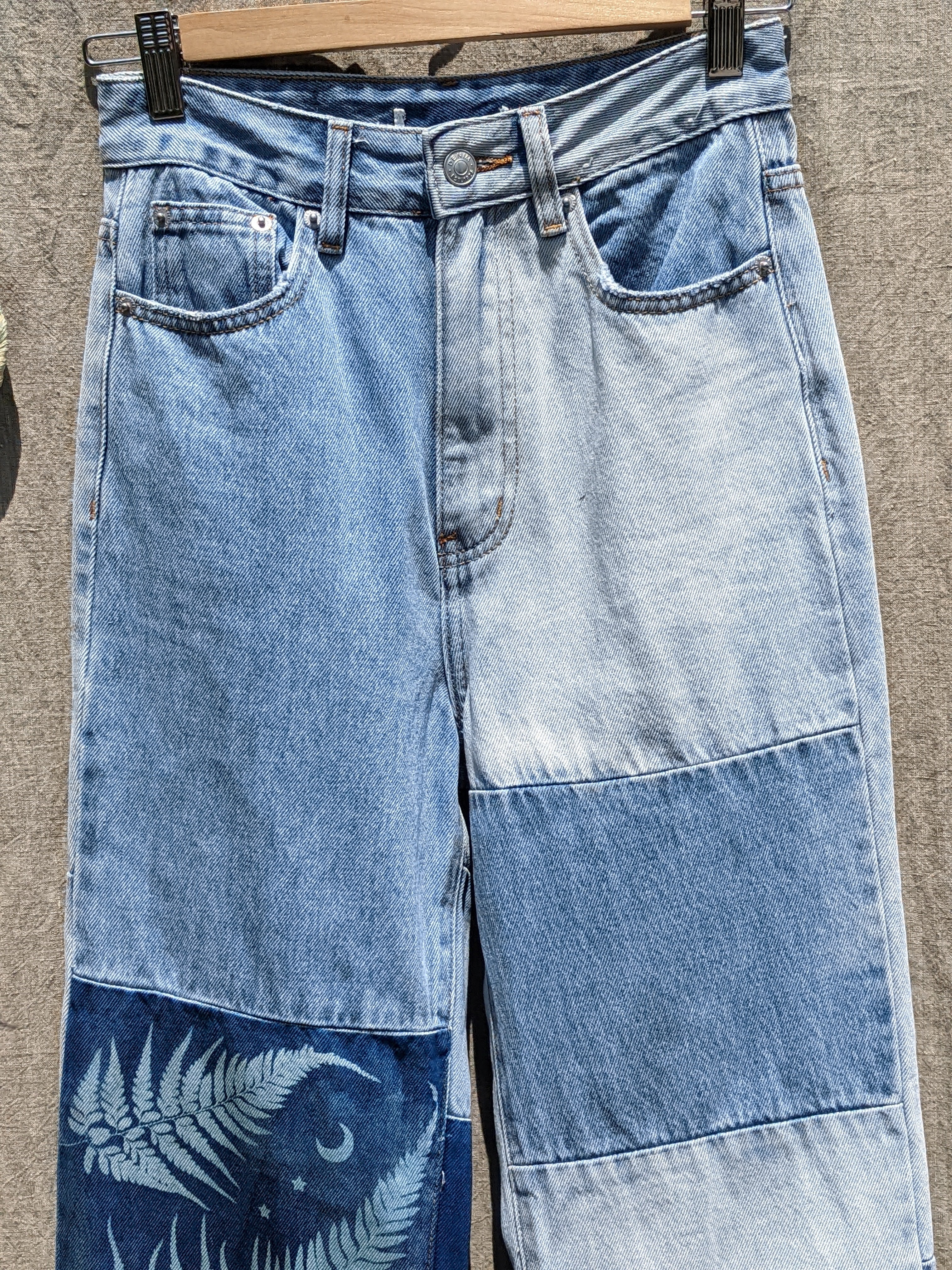 Cyanotype Denim Jeans Fern Multi Patch Fern