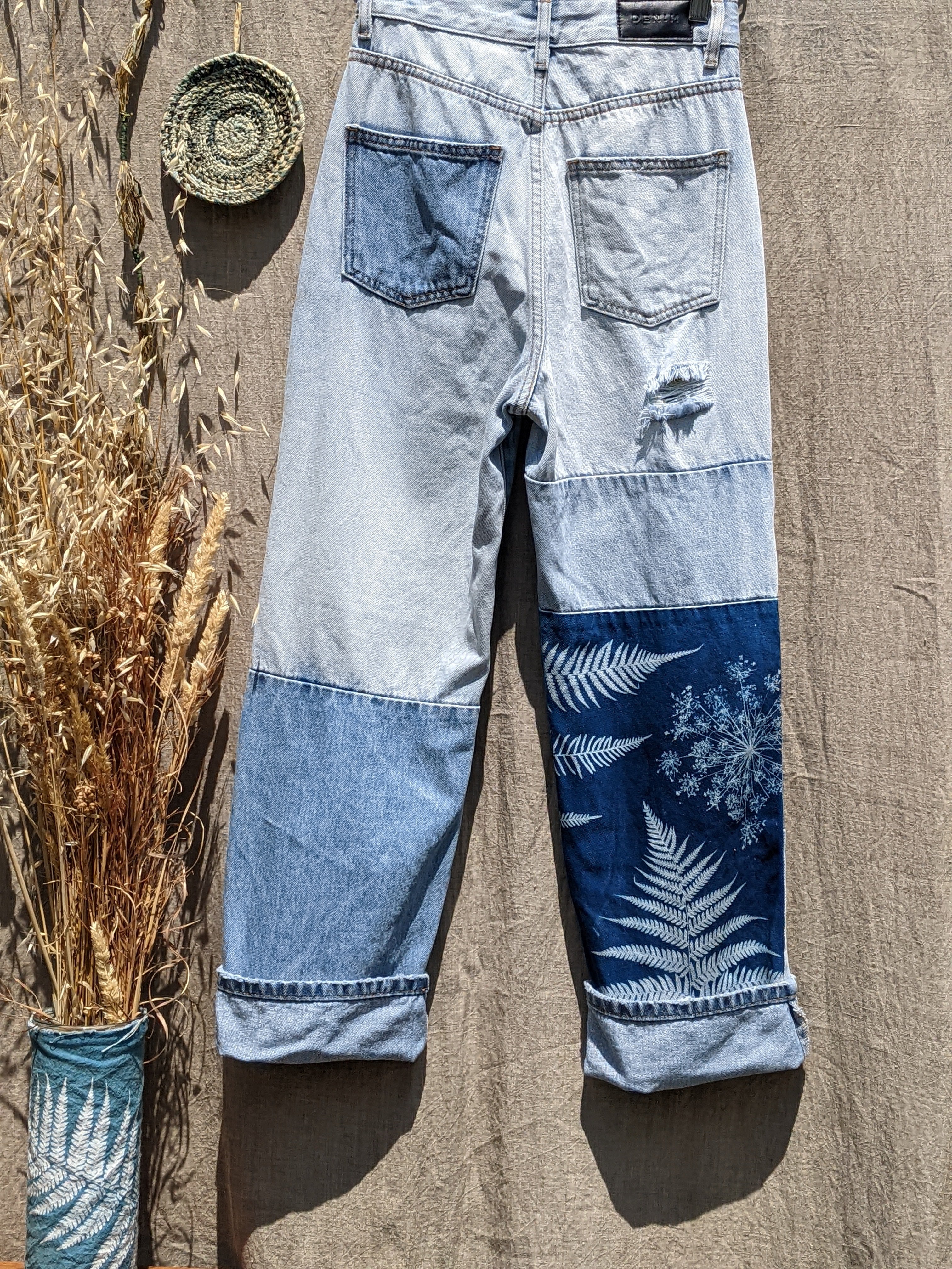 Cyanotype Denim Jeans Fern Multi Patch Fern