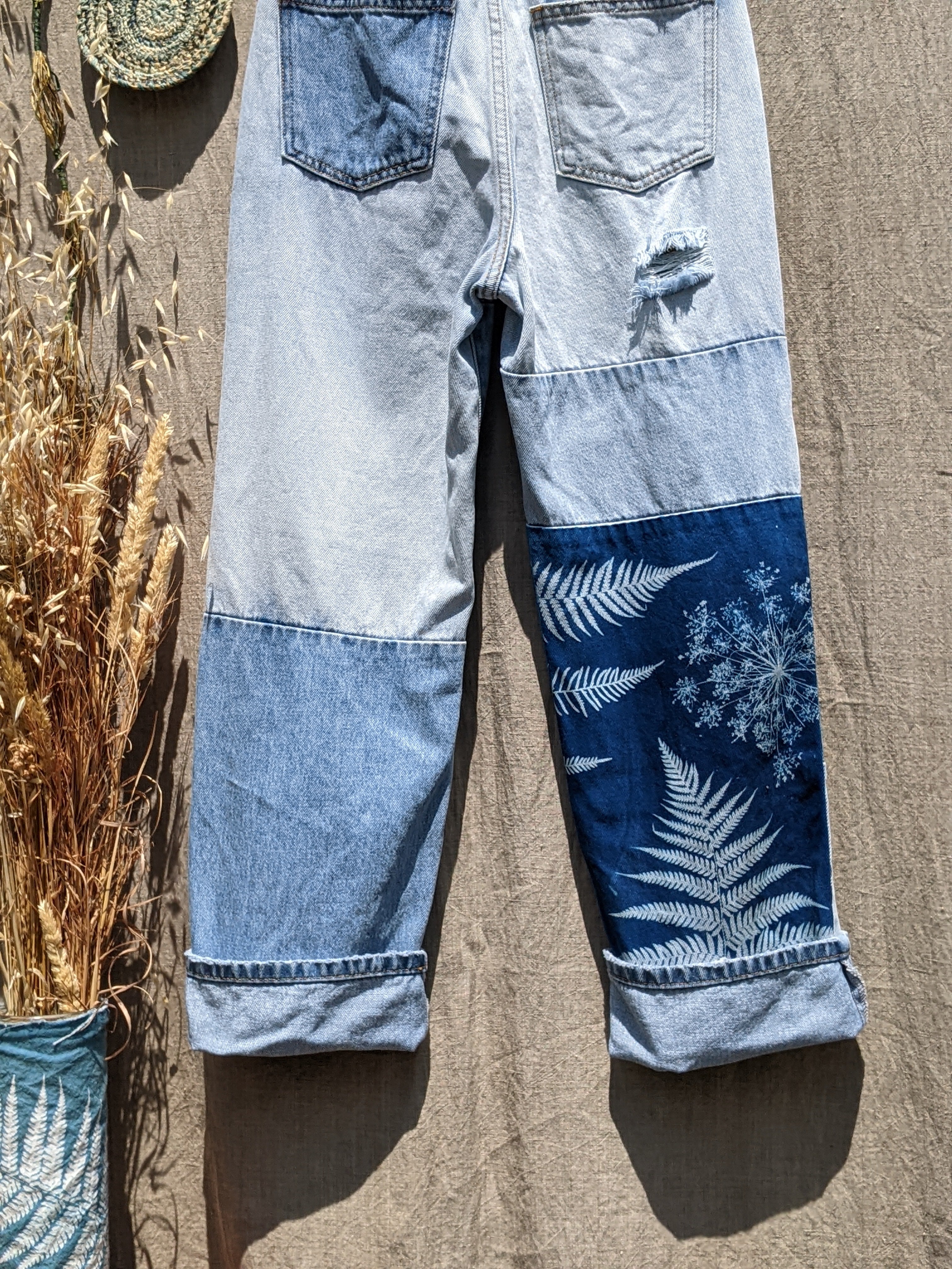 Cyanotype Denim Jeans Fern Multi Patch Fern