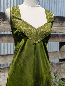 Vintage Lace Petticoat Dress Seaweed Green