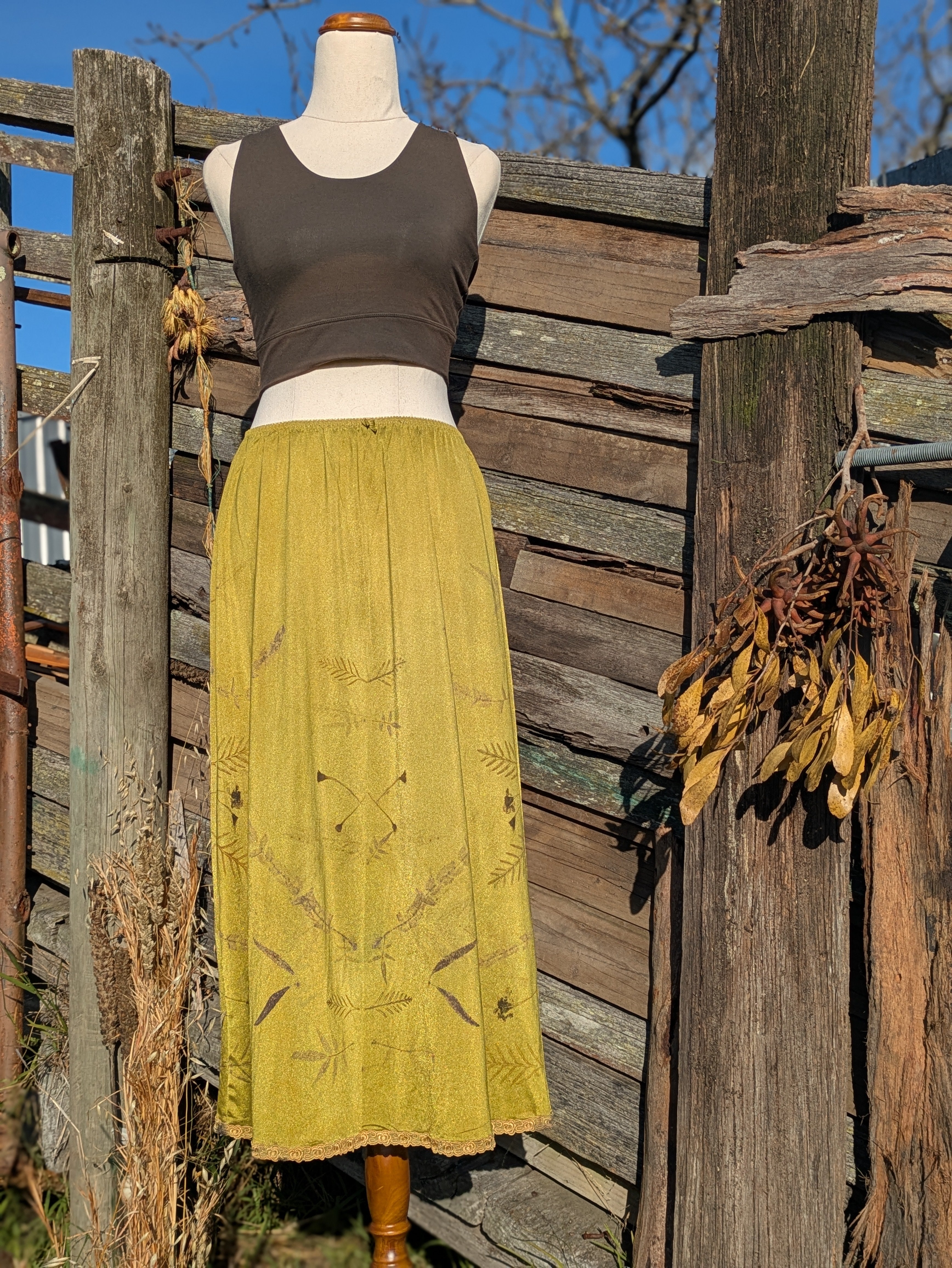 Vintage Lace Petticoat Skirt ~ Maxi ~ Moss