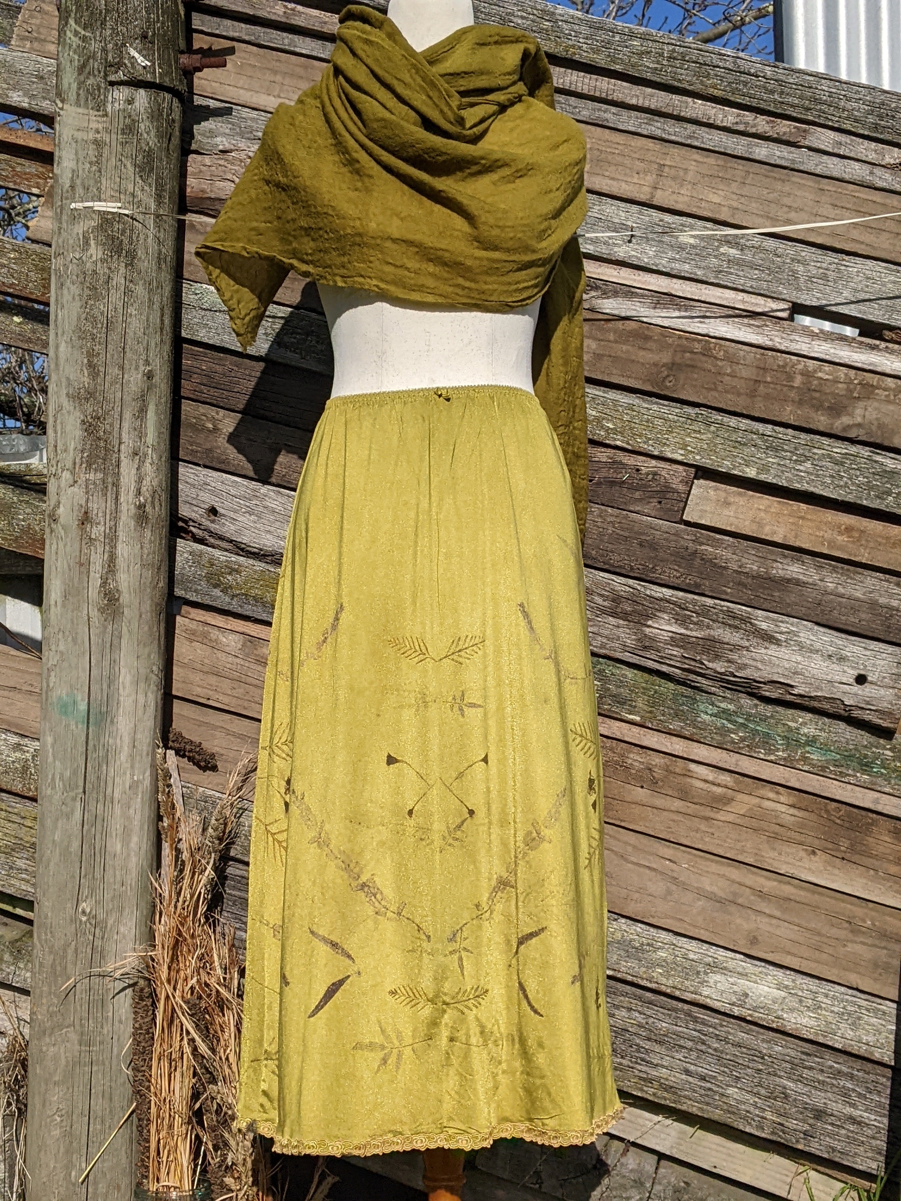 Vintage Lace Petticoat Skirt ~ Maxi ~ Moss