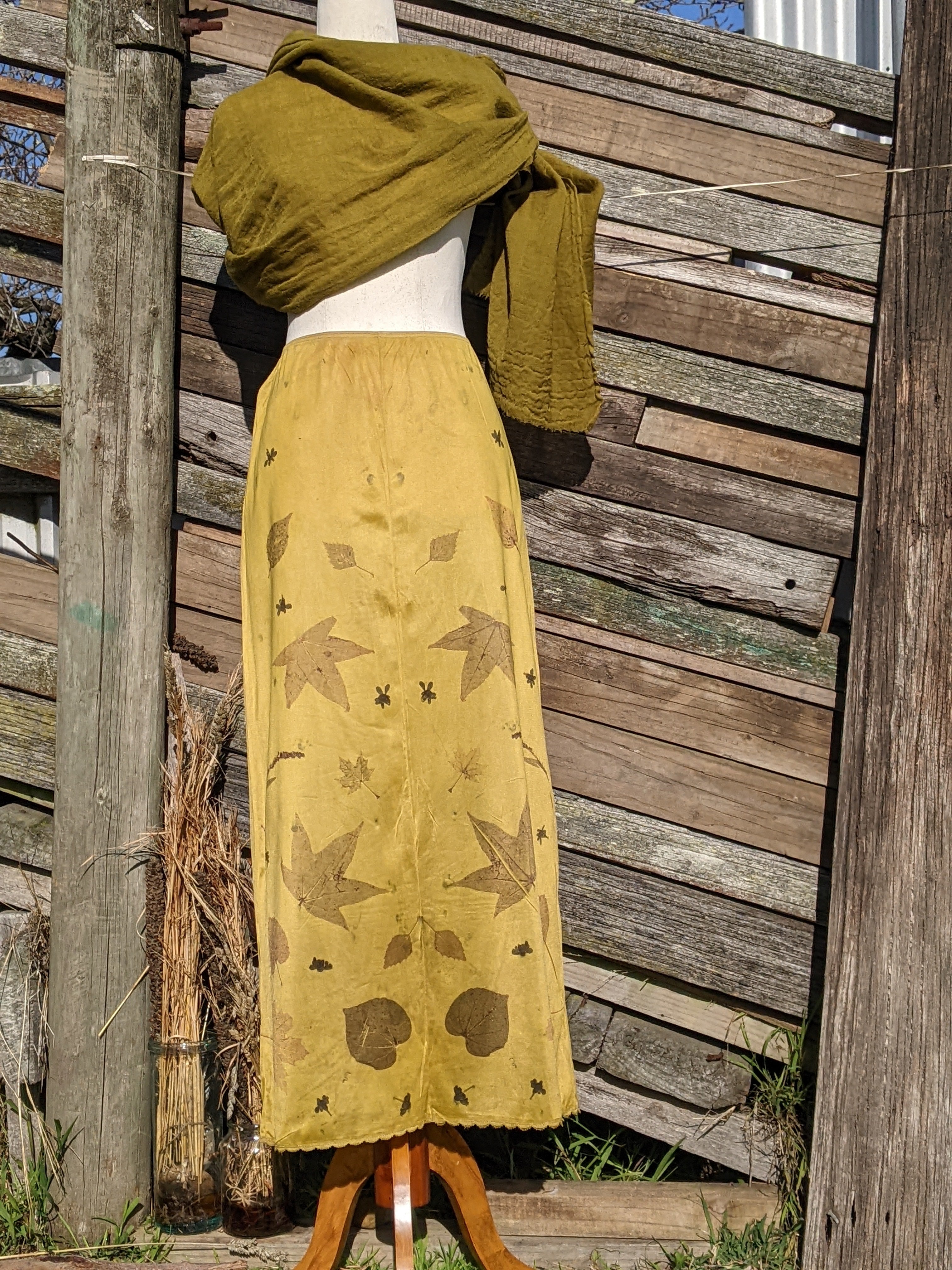Vintage Lace Petticoat Skirt ~ Maxi ~ Lichen & Madder Leaf