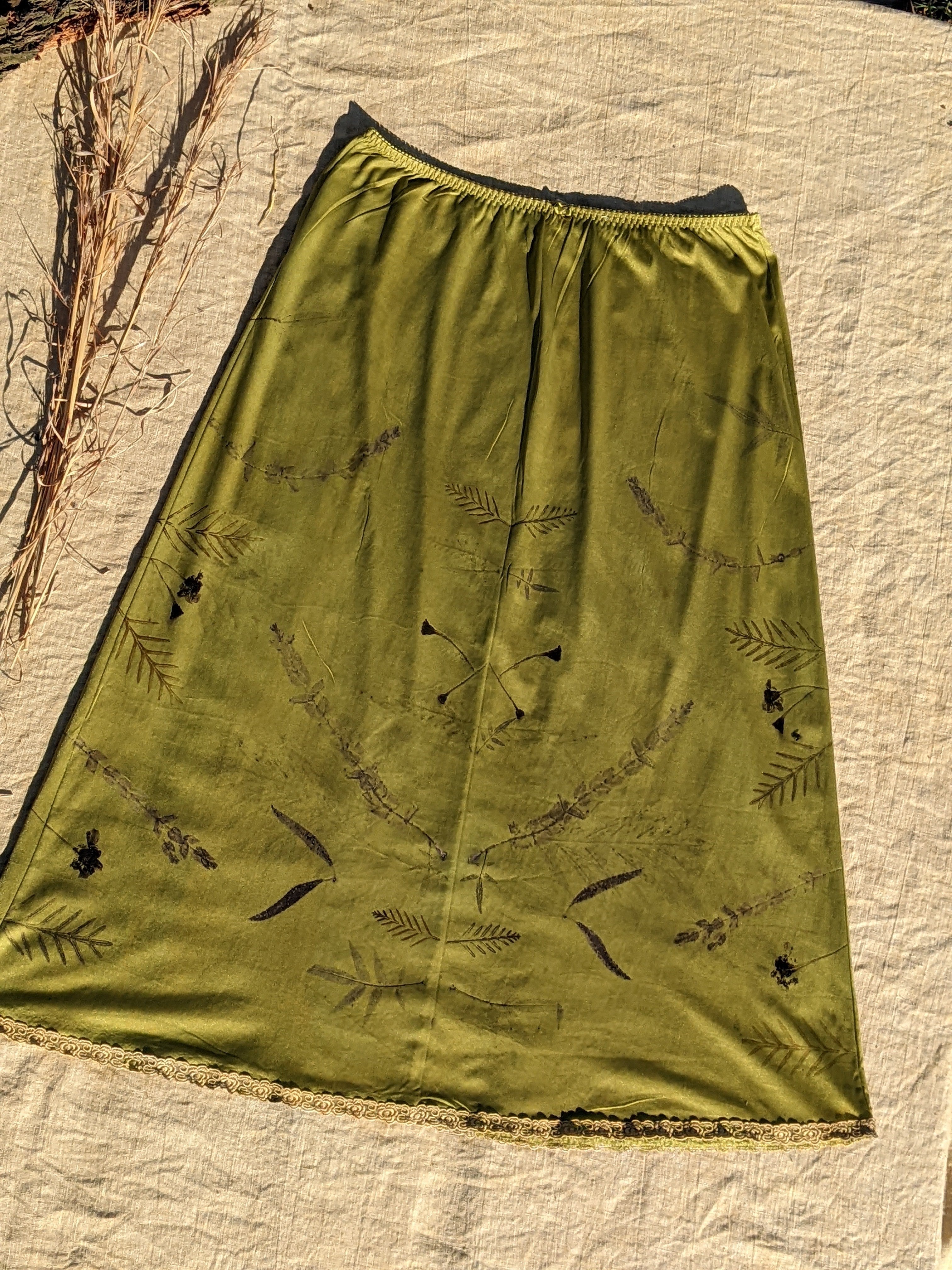 Vintage Lace Petticoat Skirt ~ Maxi ~ Moss