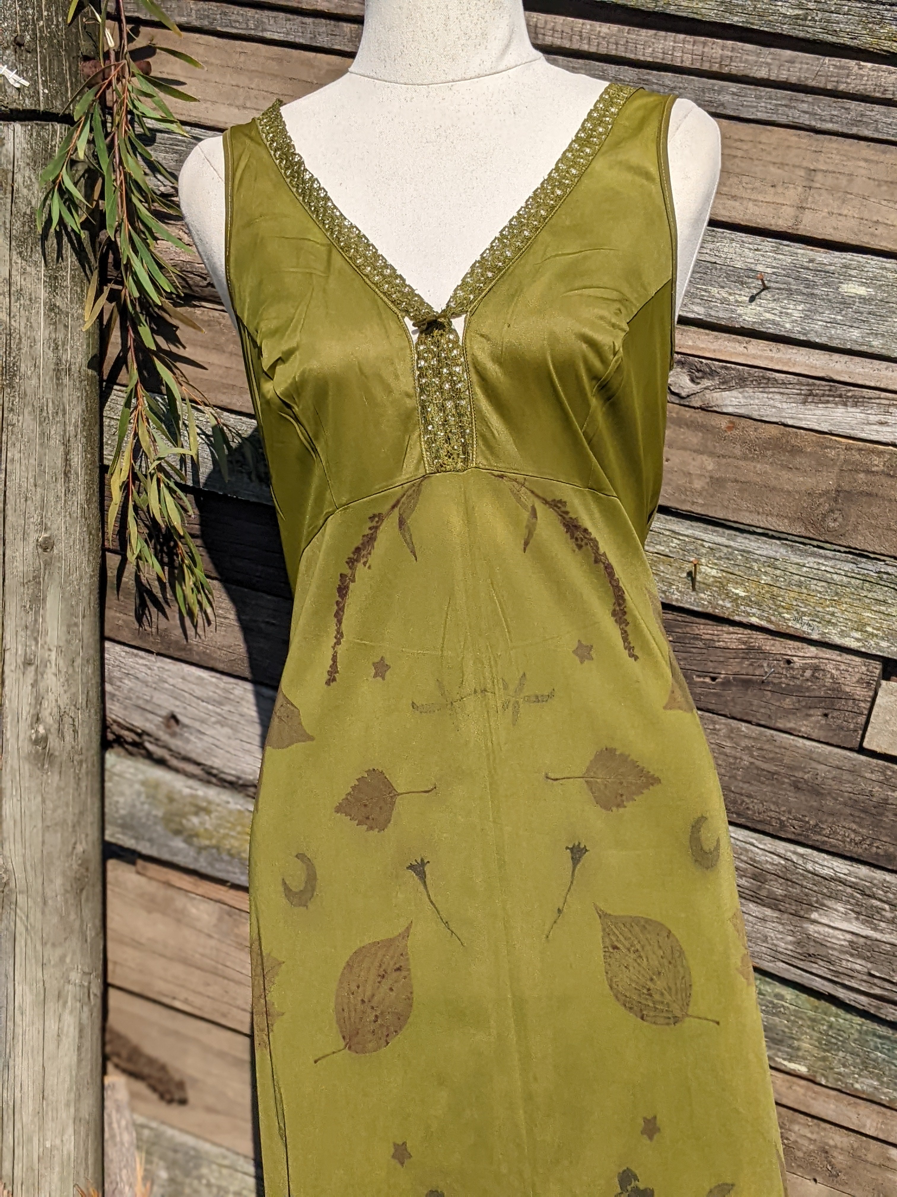 Vintage Lace Petticoat Dress ~Madder Leaf ~ Grounded Moss