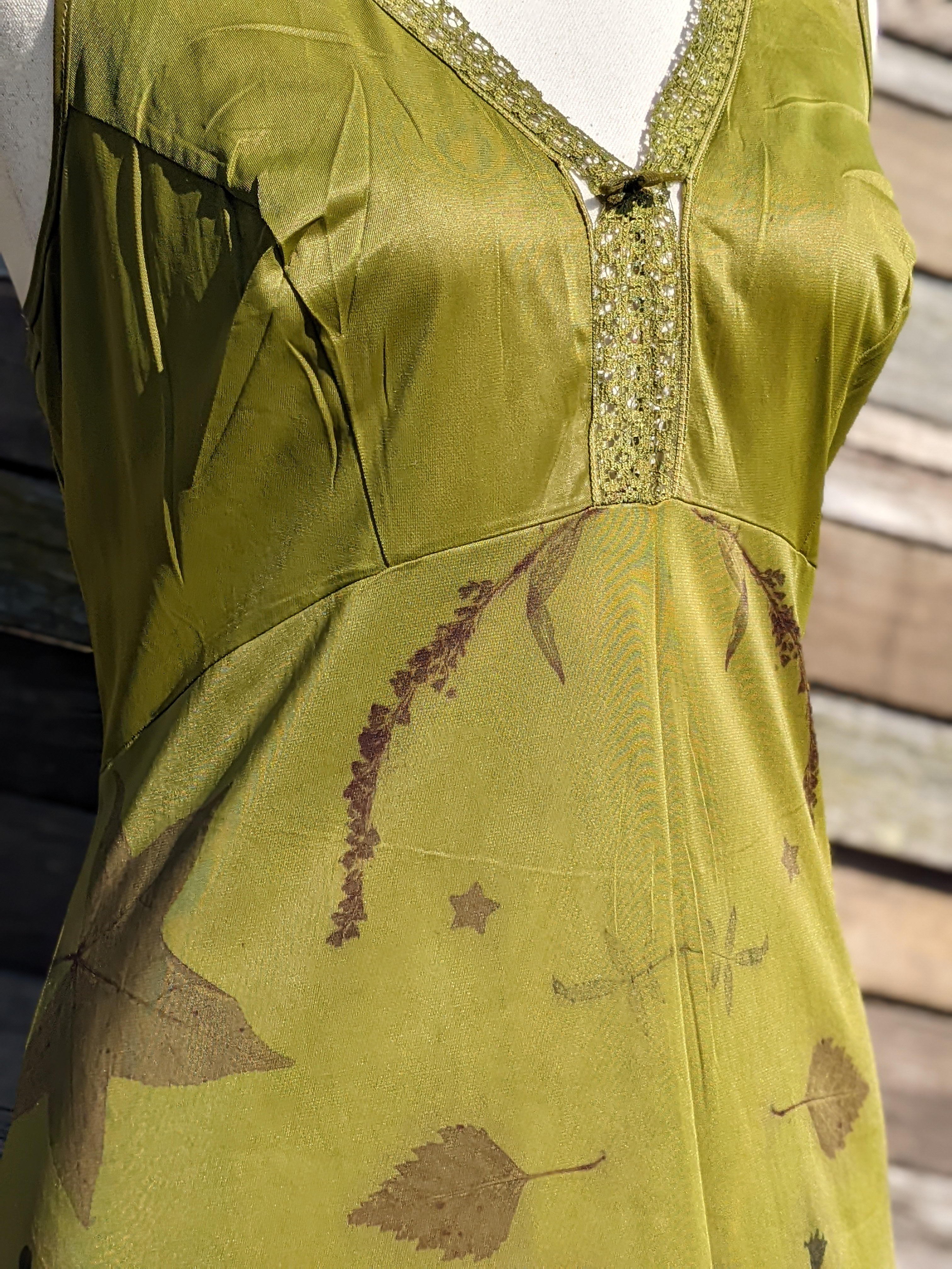 Vintage Lace Petticoat Dress ~Madder Leaf ~ Grounded Moss