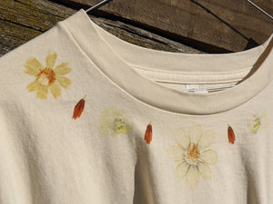 Cropped Cotton Tee ~ XL ~ Flower Pounded