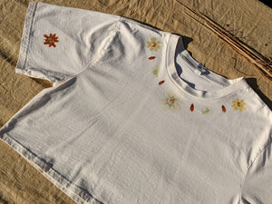 Cropped Cotton Tee ~ XL ~ Flower Pounded