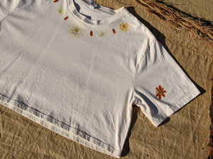 Cropped Cotton Tee ~ XL ~ Flower Pounded