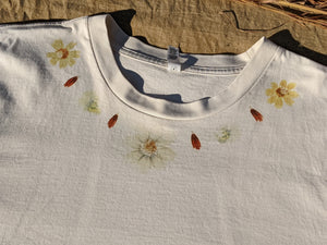 Cropped Cotton Tee ~ XL ~ Flower Pounded